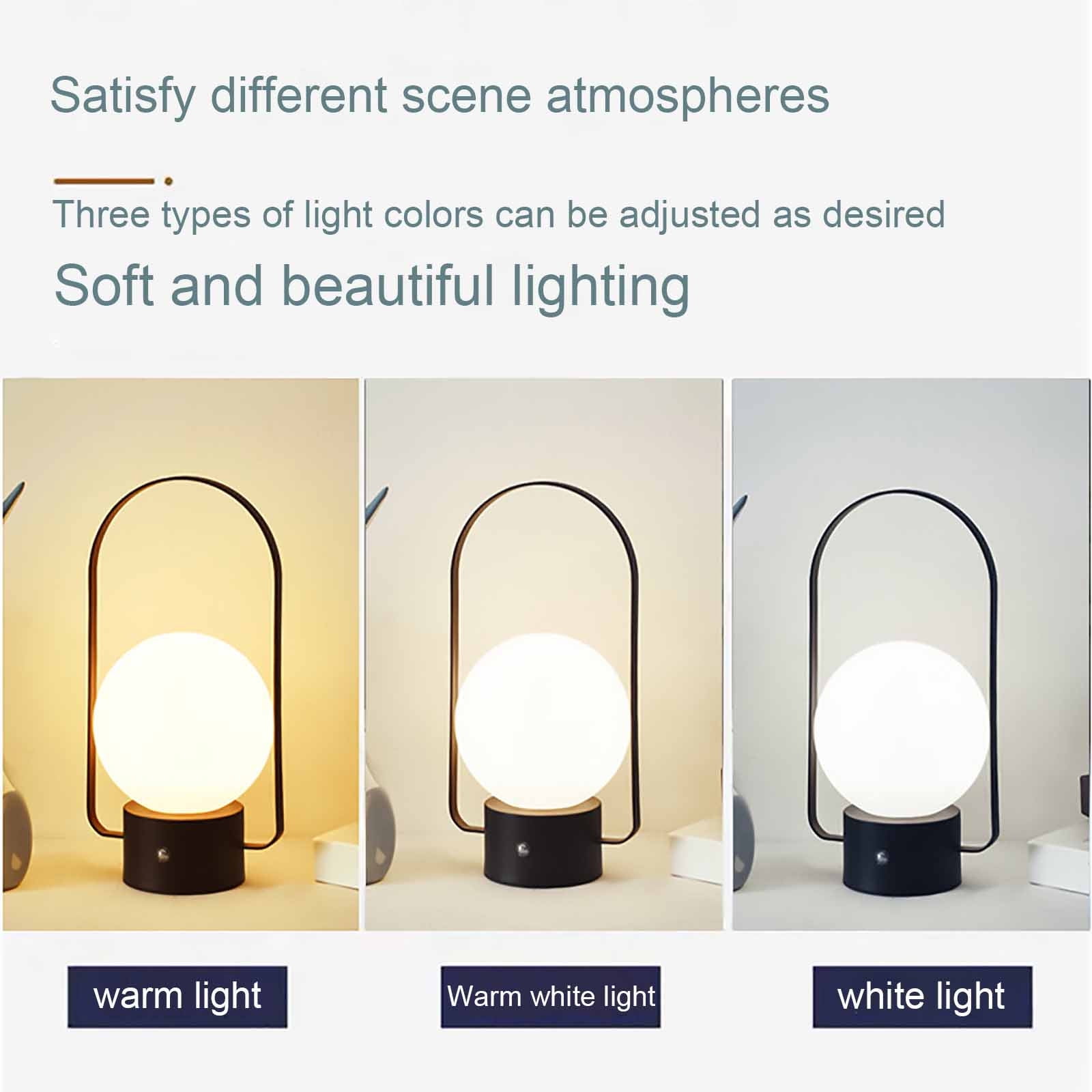 InsCrazy LED Portable Desk Lamp, Modern Decorative Night Light for Bedroom and Outdoor Camping (Black, 6 in) 35cb8