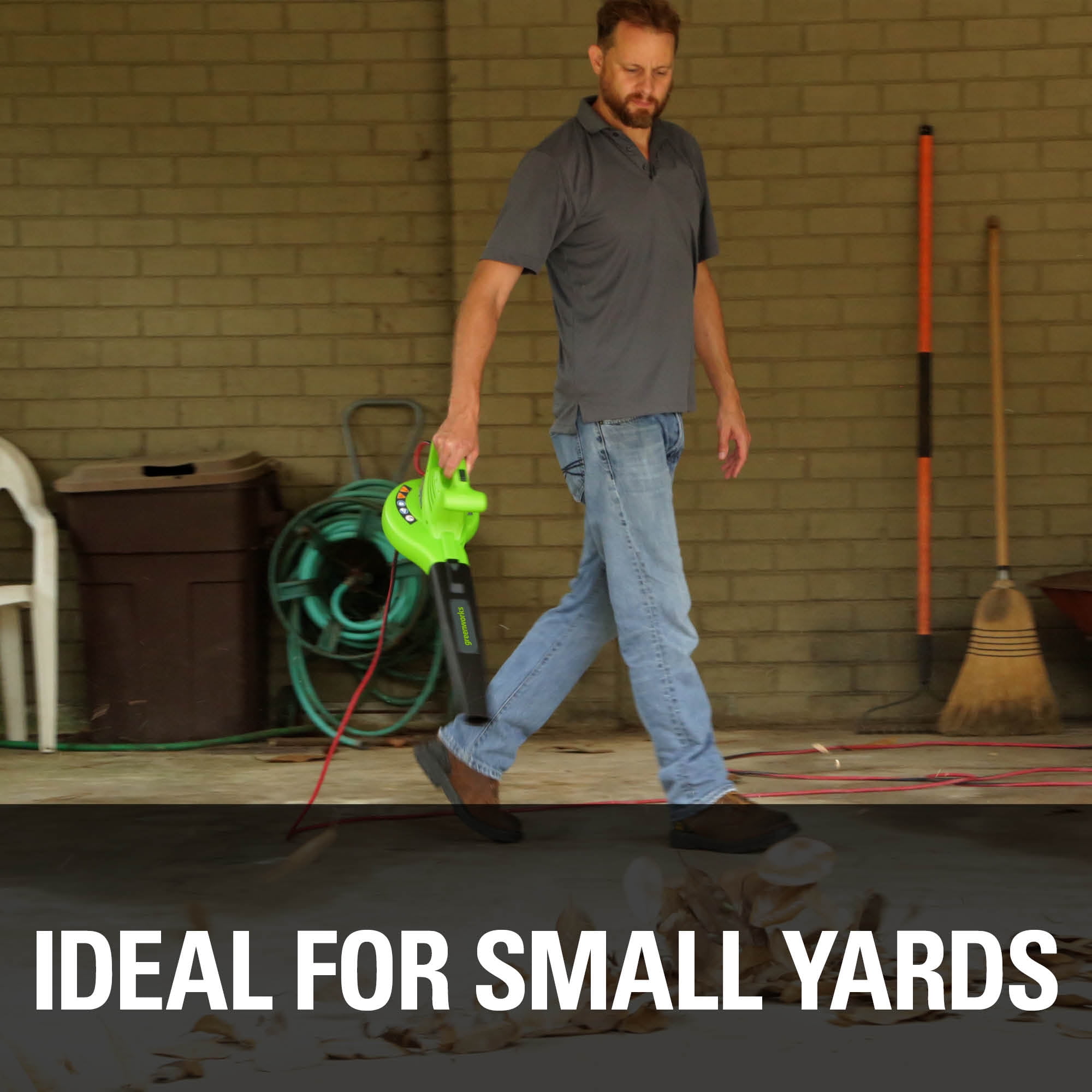 Greenworks 9 Amp Corded Electric Leaf Blower (170 CFM, 180 MPH) (4.5 lb) 6n40l