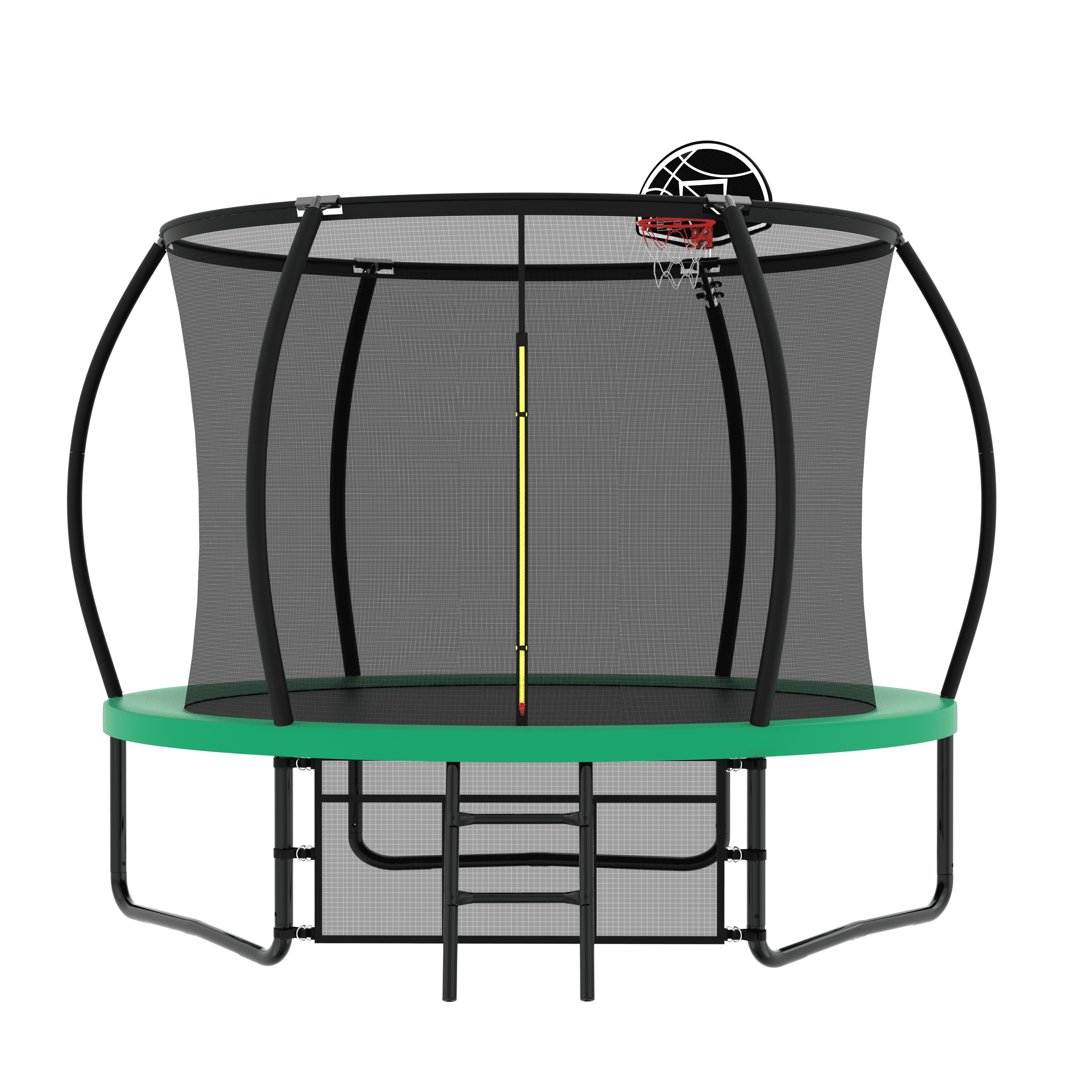 Euroco Outdoor Trampoline with Basketball Hoop and Two-Step Ladder (Green, 10 ft) 43zwe