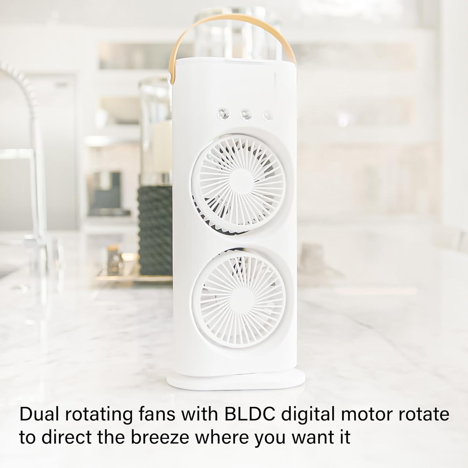 Bell + Howell Aqua Air Misting Fan Portable Rechargeable Cooling Fan (White, 1 Unit) 96ezi