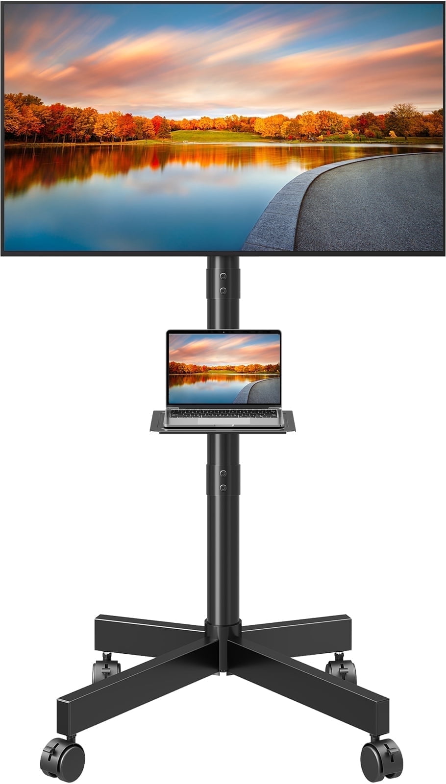 HOMOUNT Mobile TV Stand Rolling TV Cart for 24-60 in Screens (Black, 77 lb Capacity) uqjfn