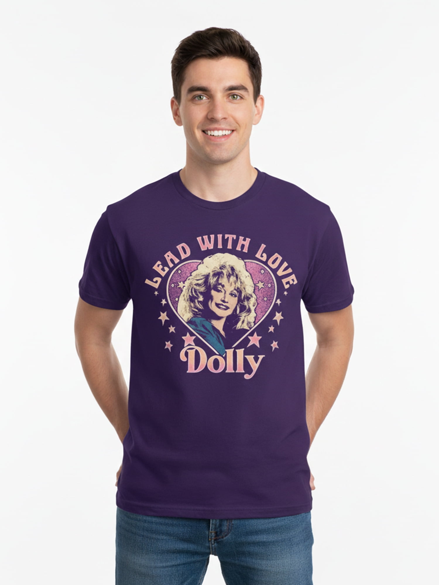 Dolly Parton Men's Pride Graphic Tee Lead With Love (Black, S-3XL) sioff