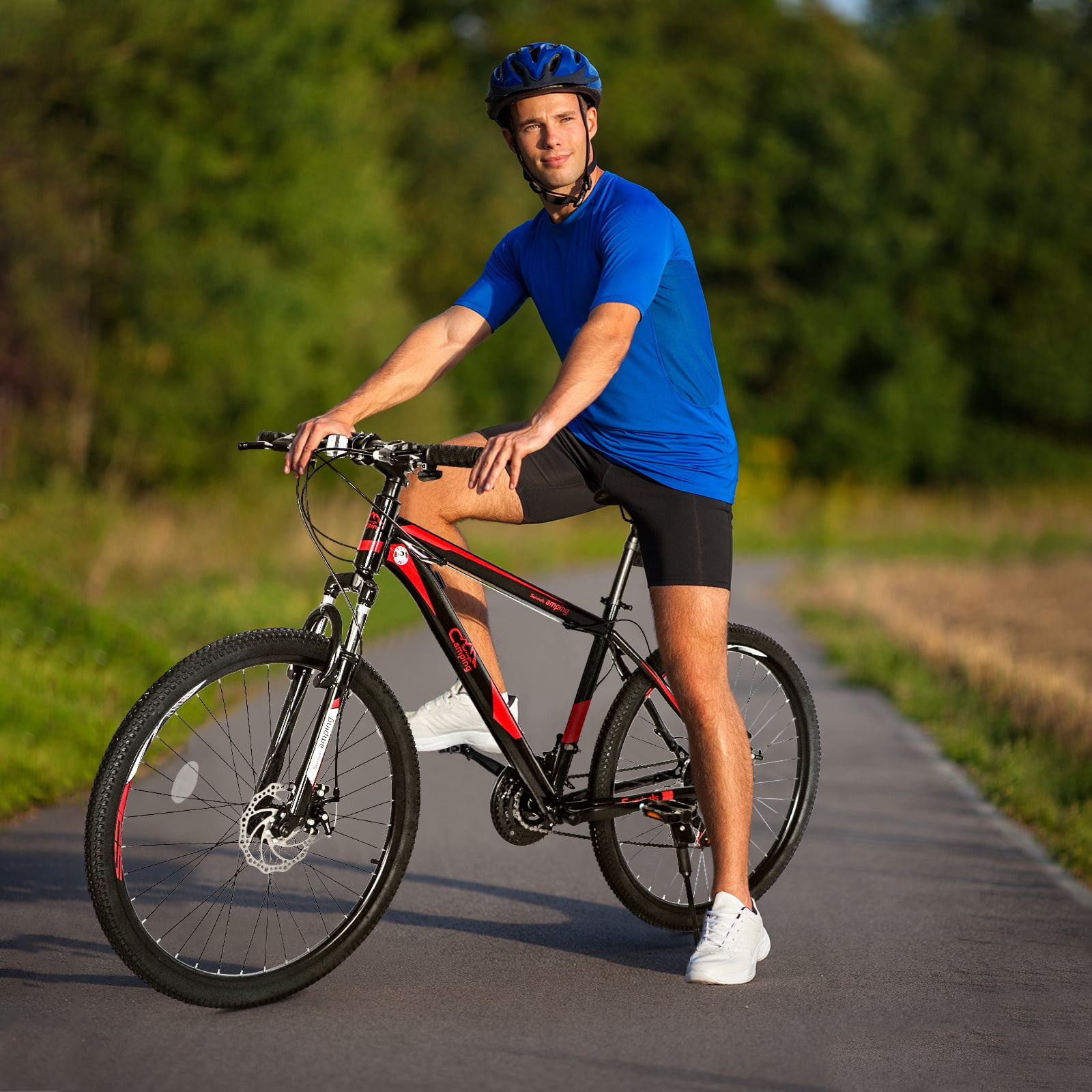 AsterOutdoor 26 Inch Mountain Bike 21-Speed Disc Brakes High Carbon Steel Frame (Red, 26 in) hfoqe