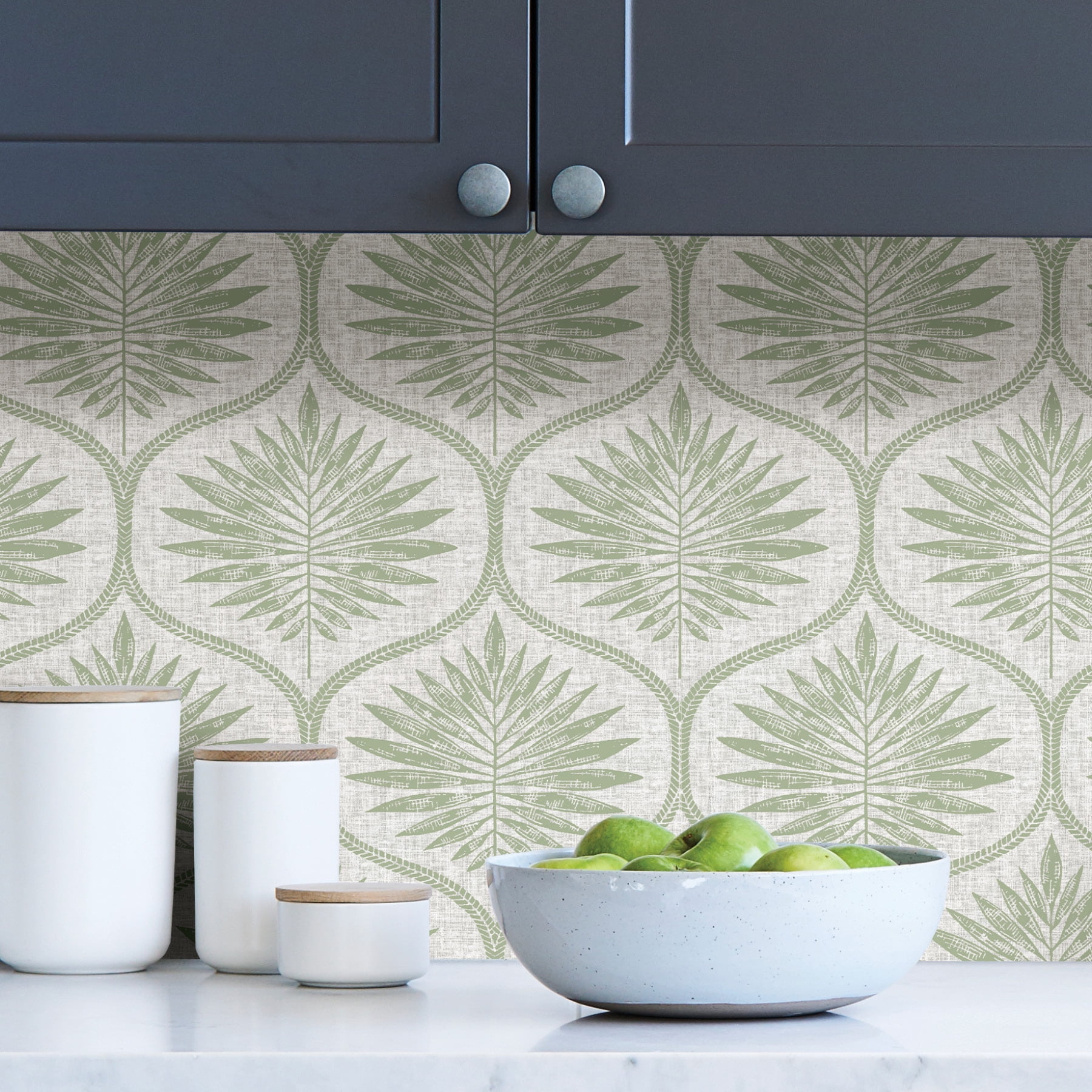 NuWallpaper Primitive Leaves Peel and Stick Wallpaper (Green, 30.75 sq. ft.) ny4h3