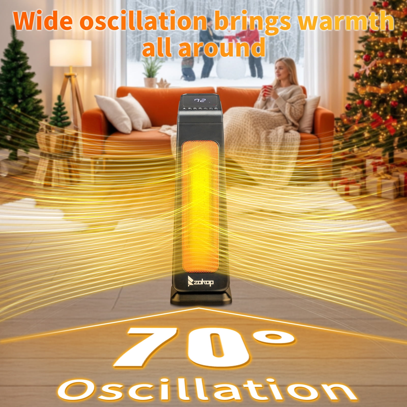 Ktaxon 23 in Portable Electric Space Heater with Remote Control and 70 Degree Oscillation (Black) 8rclh