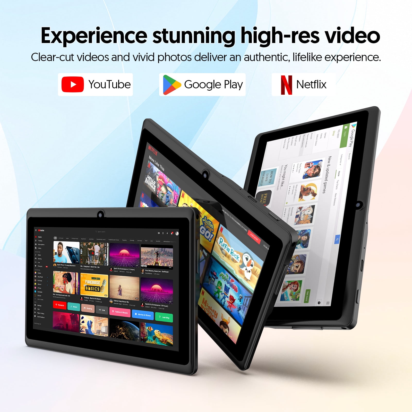 Tedupee 7 in Android 13 Tablet Quad Core 4GB RAM 32GB ROM IPS Touch Screen with Protective Case (Black, 7 in) lnpt7