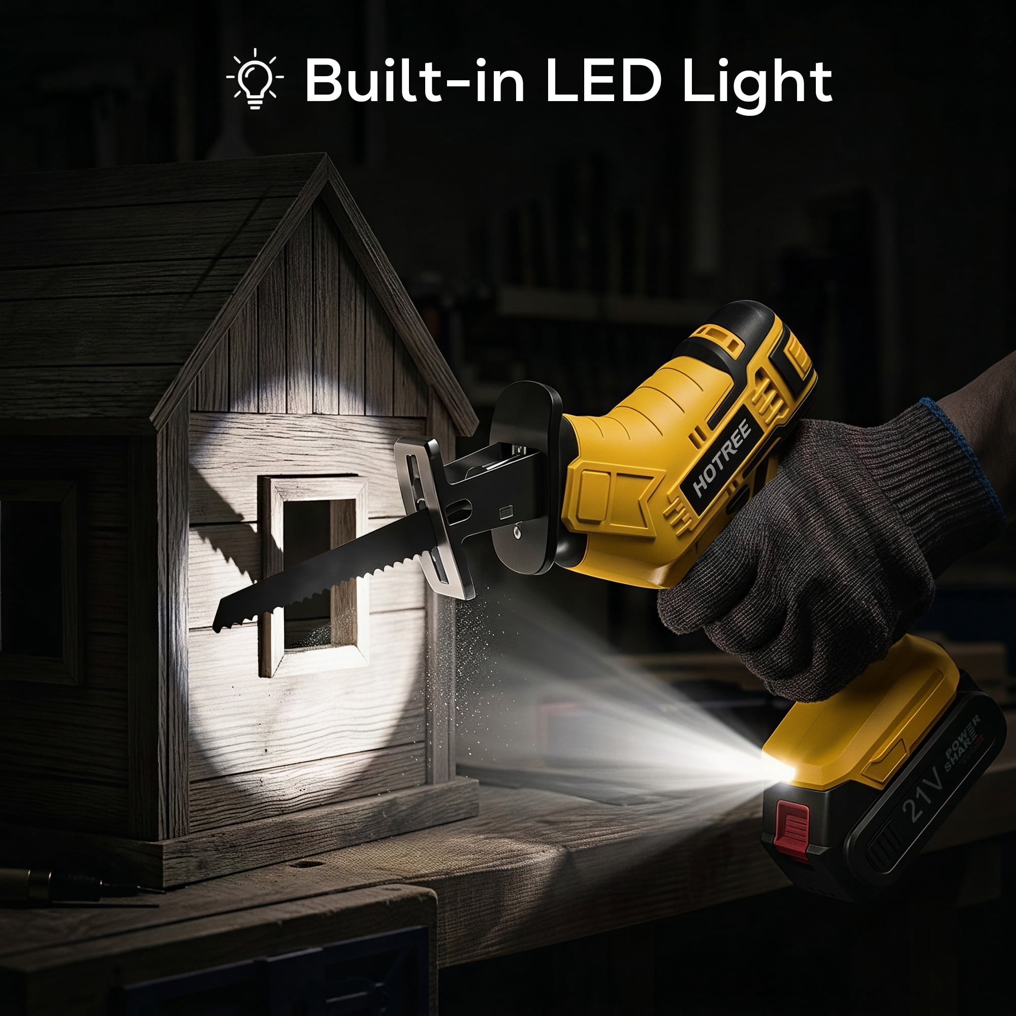 HOTREE Cordless Reciprocating Saw, Variable Speed Power Tool with Dual 2.0Ah Batteries and 8-Piece Blade Kit (Yellow) 9rtc7