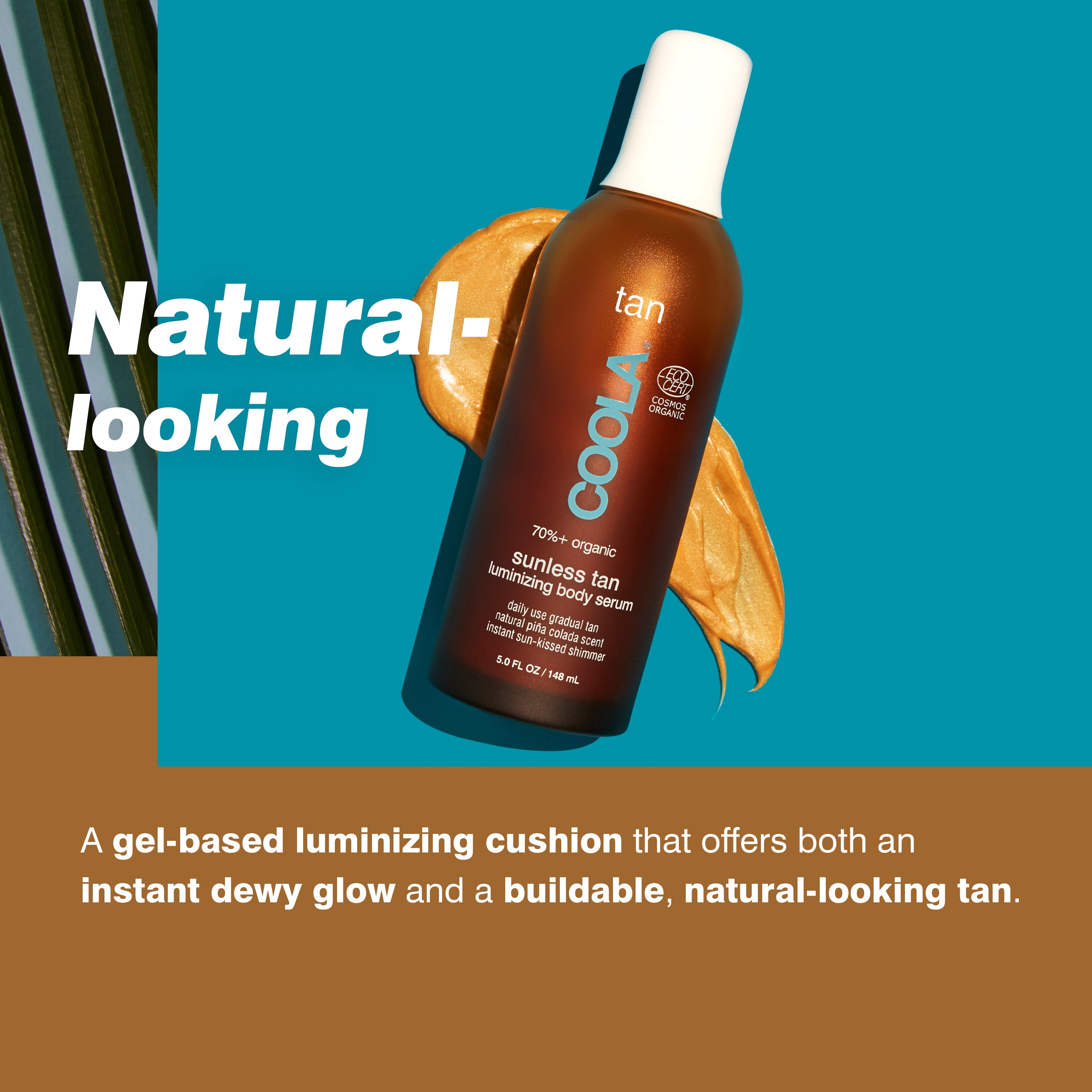 Coola Organic Sunless Tanner Serum, Self Tan Luminizing Body Serum, Piña Colada (5 fl oz) 7kbv2