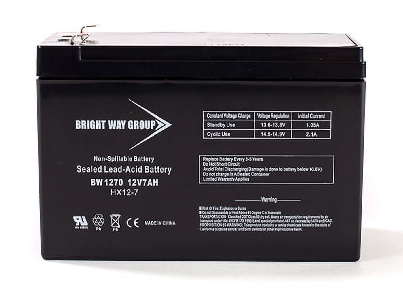 Bright Way Fire-Lite MS-25E Replacement Battery (12V 7Ah, 1 Pack) mzl3q