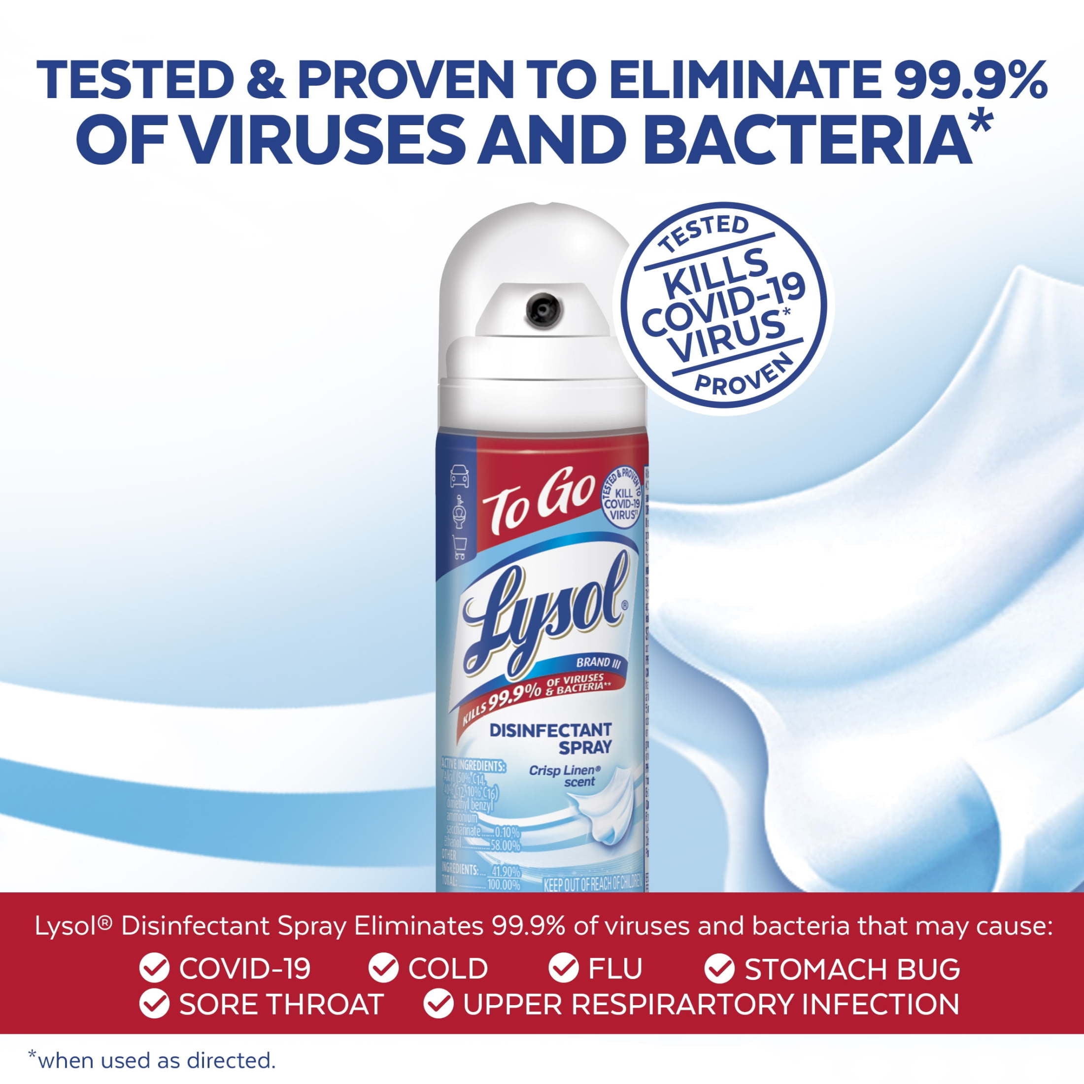 Lysol Disinfectant Spray, Crisp Linen Scent, Portable Travel Size (12 Pack, 1.5 fl oz) bm2sk