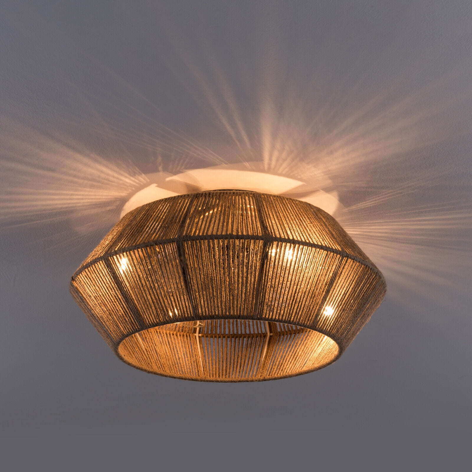 Miumaeov Boho Rattan Caged Ceiling Fan with Light and Remote Control (6 Speeds, 7.08 in Base) mrl8w