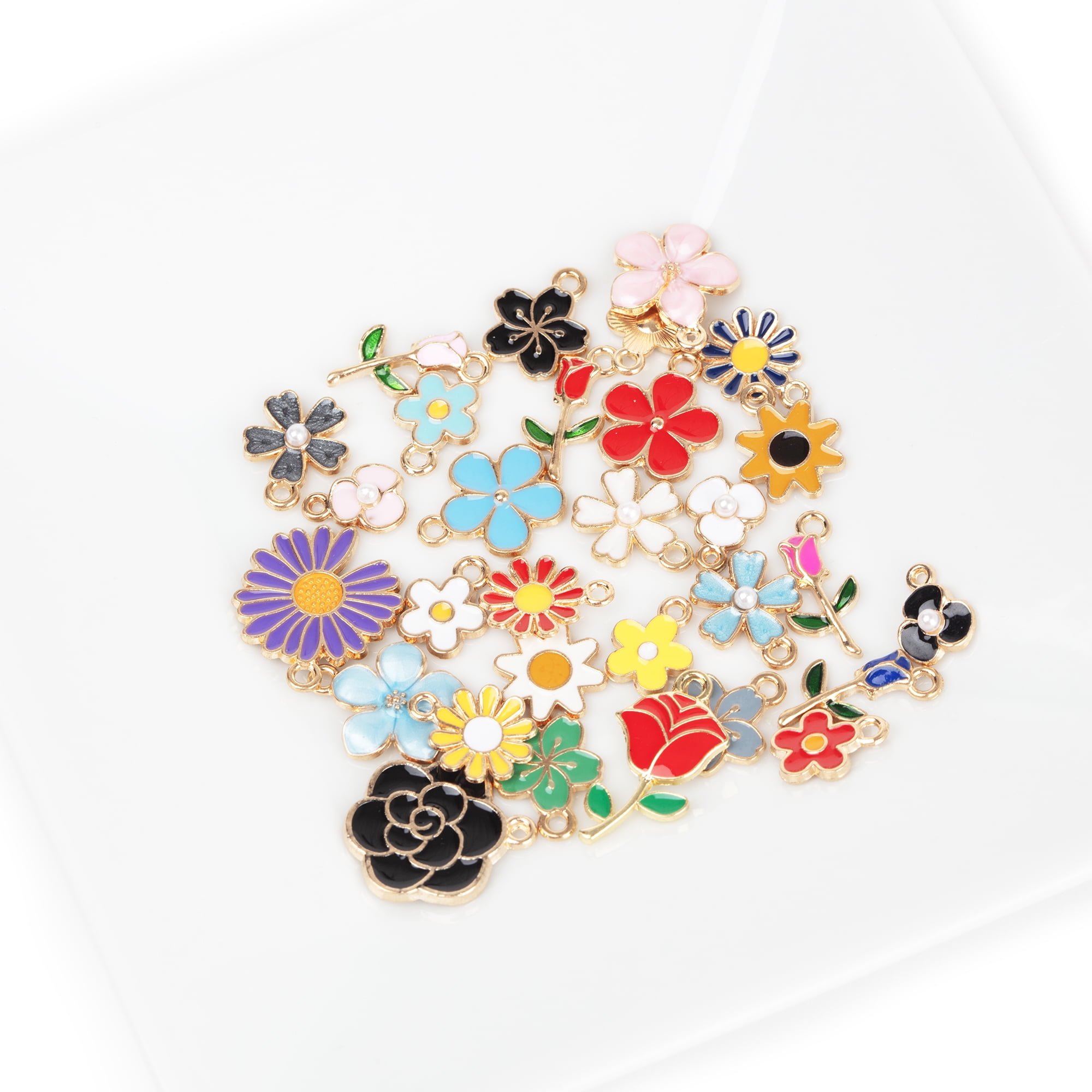 Cousin DIY Enamel Flower Charms for Jewelry Making (Gold, 60 Piece Pack) yy5jp