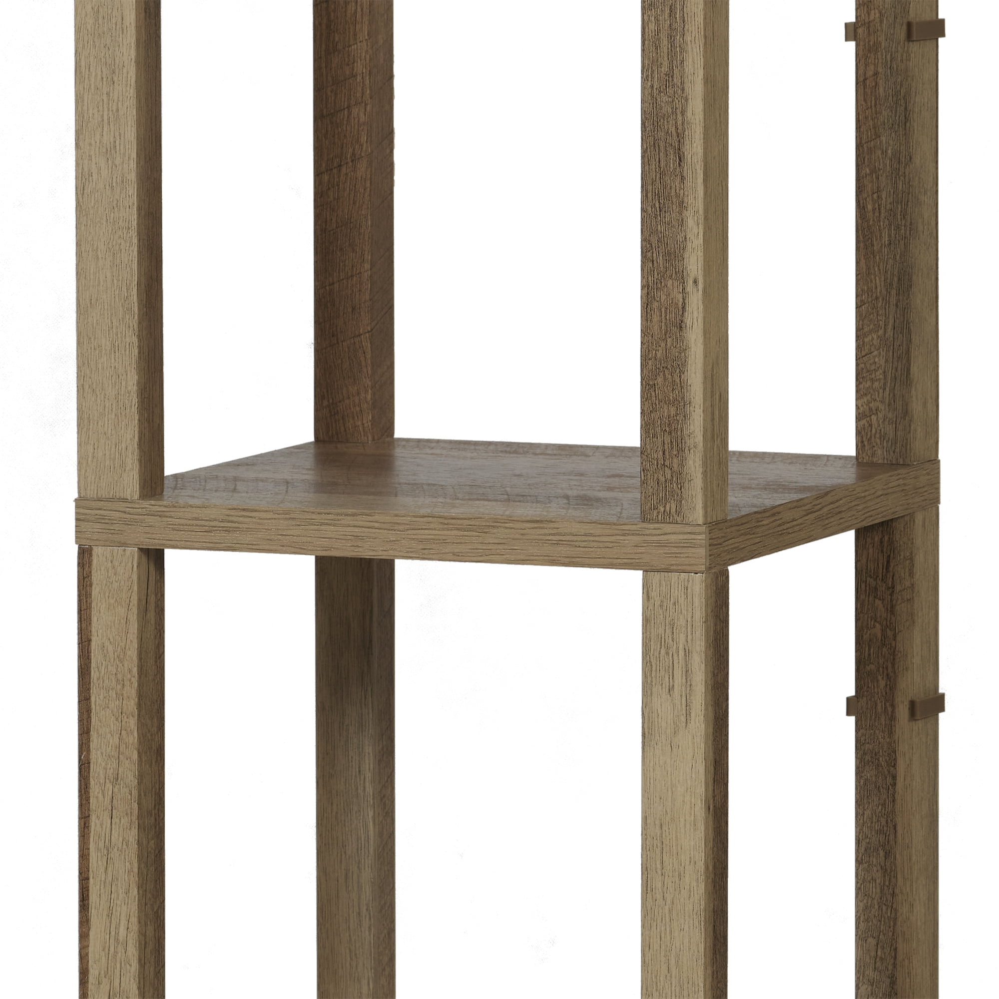 Better Homes & Gardens Modern Floor Lamp with Storage Shelves and Natural Square Shade (Weathered Finish, 62.25 in) esn66