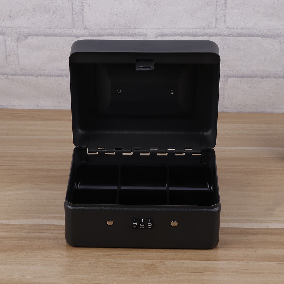 Raindrops Secure Cash Box with Combination Lock, Heavy-Duty Metal Money Organizer (Black, Small) rt0rj