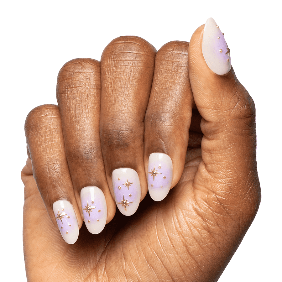 Olive & June Instant Mani Press-On Nails, Medium Oval, Sparkle Aura (42 Pieces) 8b2sl