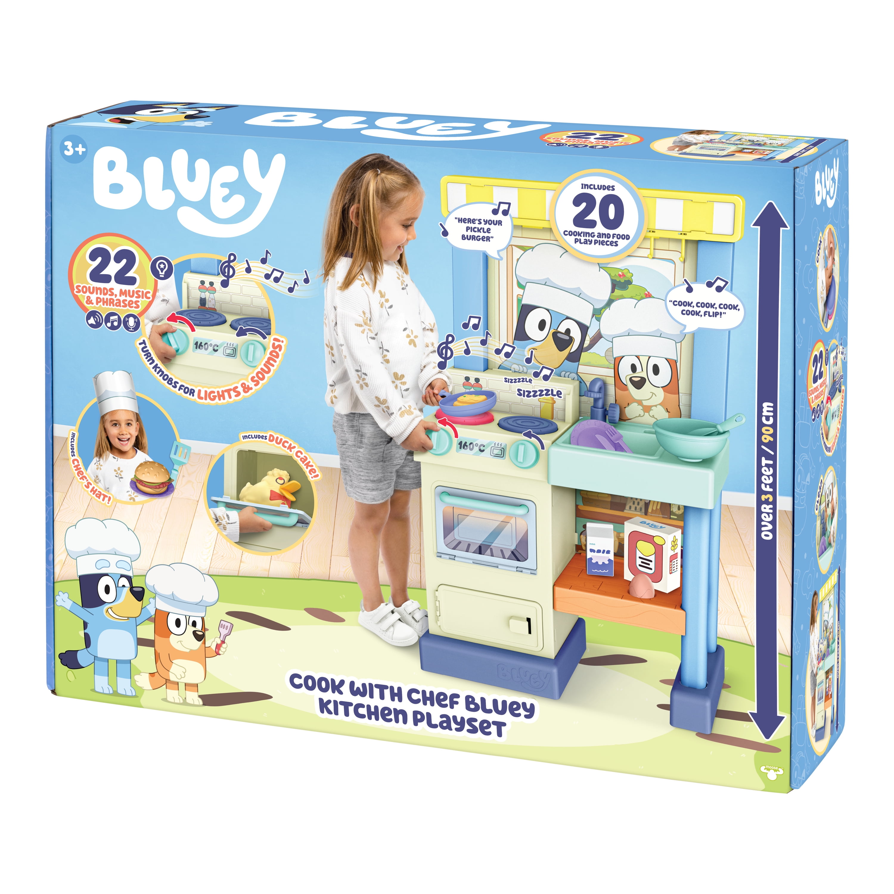Bluey Cook & Clean Kitchen Playset with Interactive Lights and Sounds (Blue, 3 ft) ggnqk
