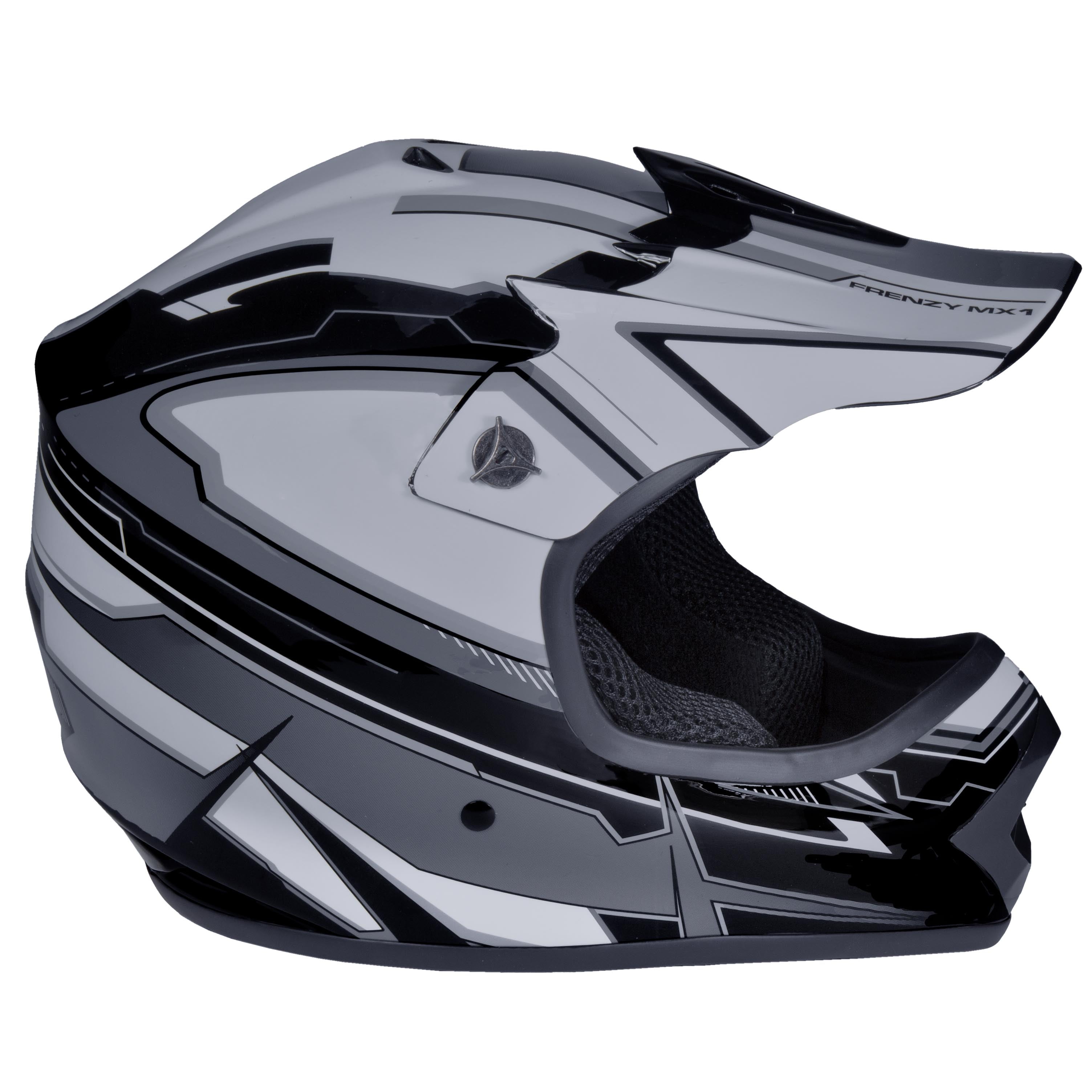 Fuel Helmets Youth Frenzy MX ATV Off-Road Helmet (Black/Grey, Youth Large) s597q