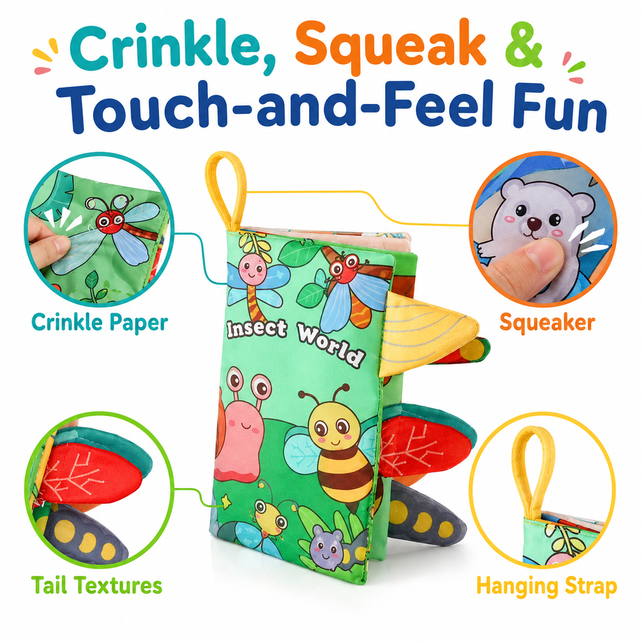 Byseng Soft Cloth Baby Books Sensory Activity Set (High Contrast, 3 Pack) yg38v