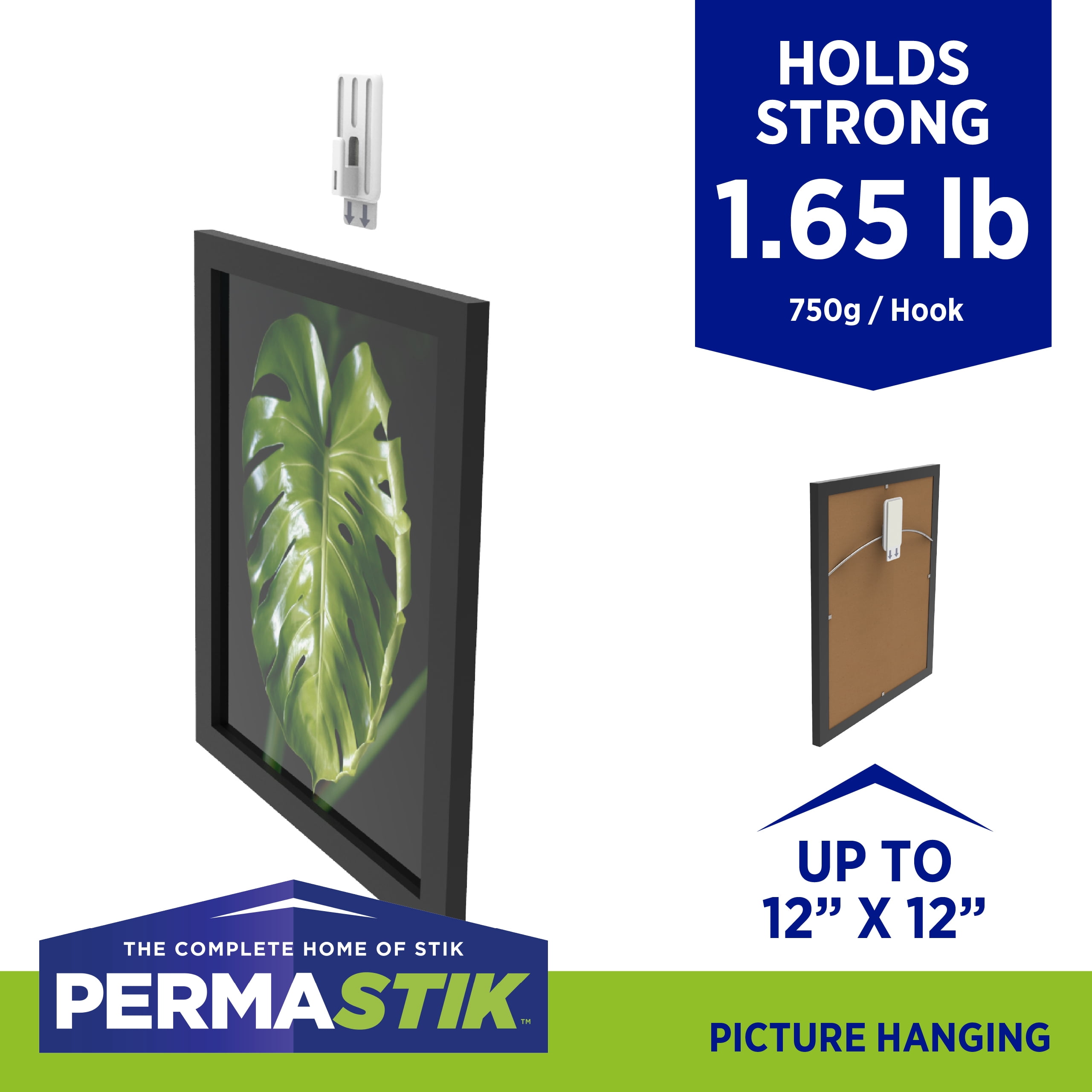Permastik Small Adhesive Picture Hooks, Rental Safe Wall Hangers (White, 9 Pack) 9uy8p