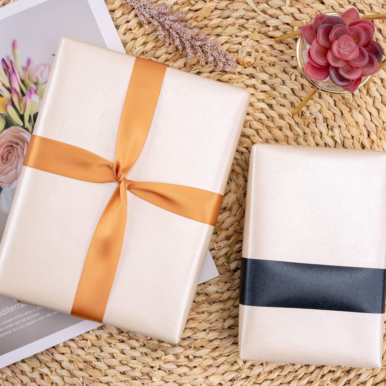RICHTOP Matte Wrapping Paper, Pearly Lustre Finish for Gift Packaging and DIY Crafts (Off White, 17 in x 23 ft) r48ct