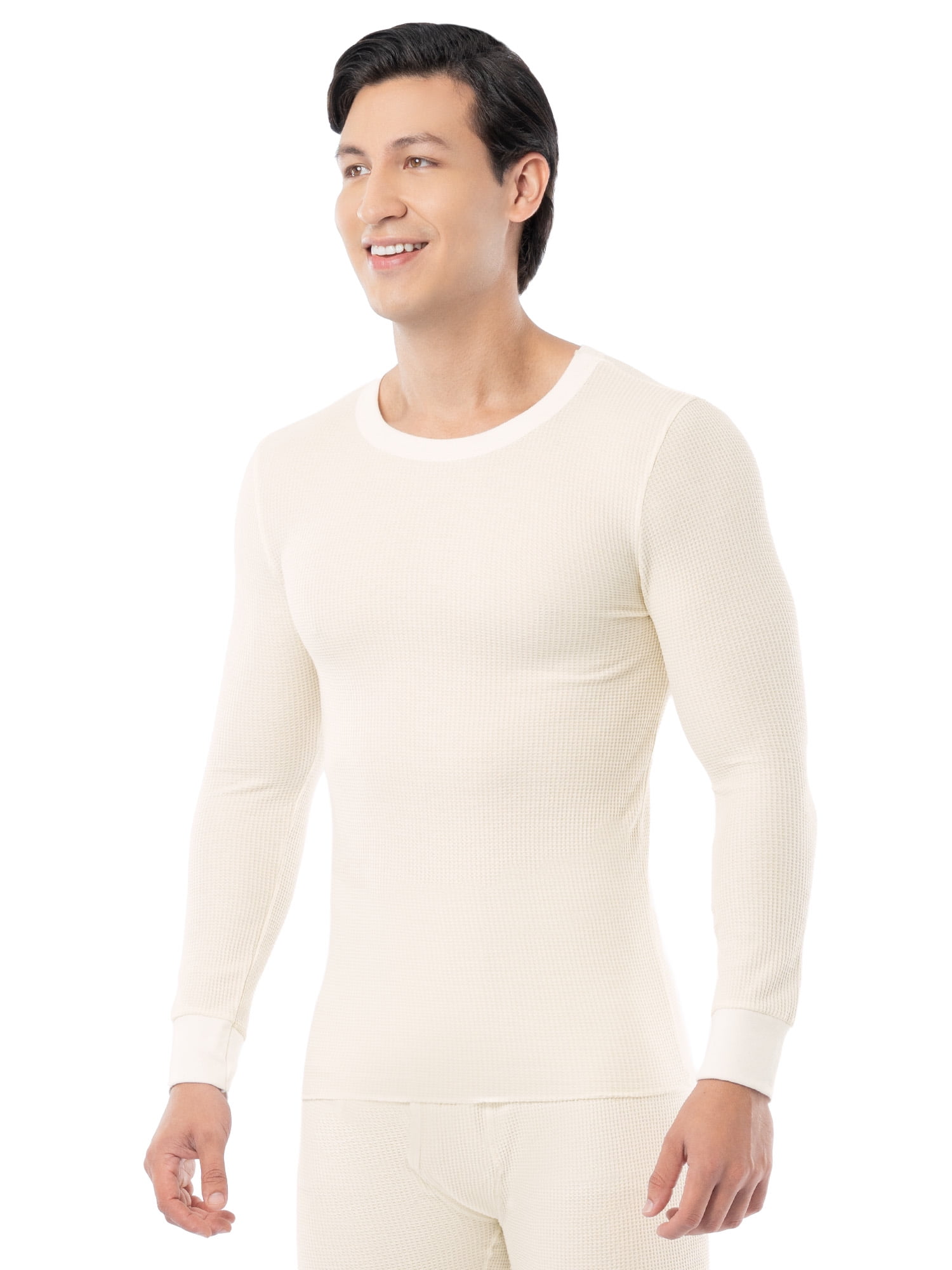 Fruit of the Loom Men's Thermal Waffle Crew Top (Black, 3-Pack) 0i5jn