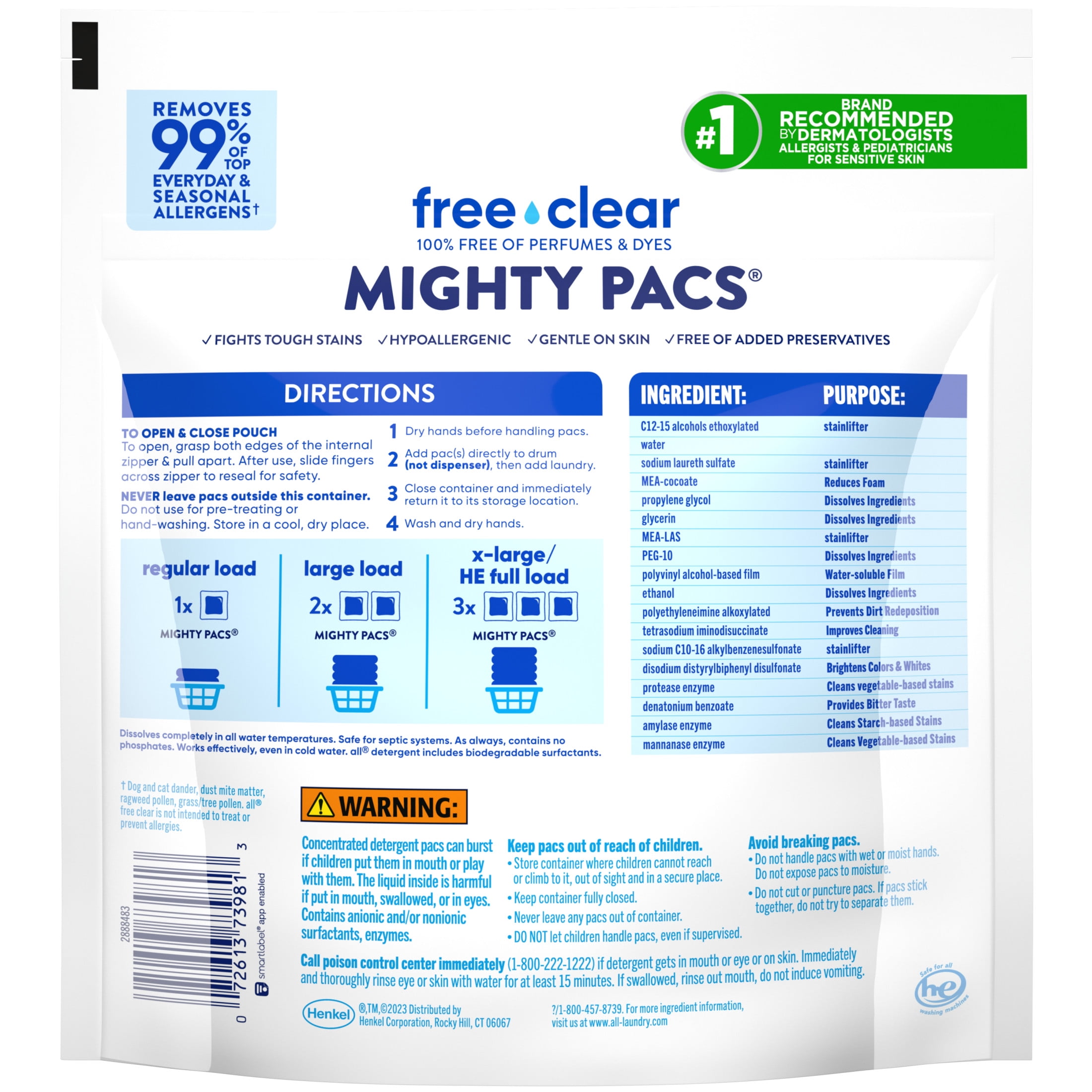 all Free Clear Mighty Pacs Oxi Laundry Detergent (Clear, 32 Count) oz0nt