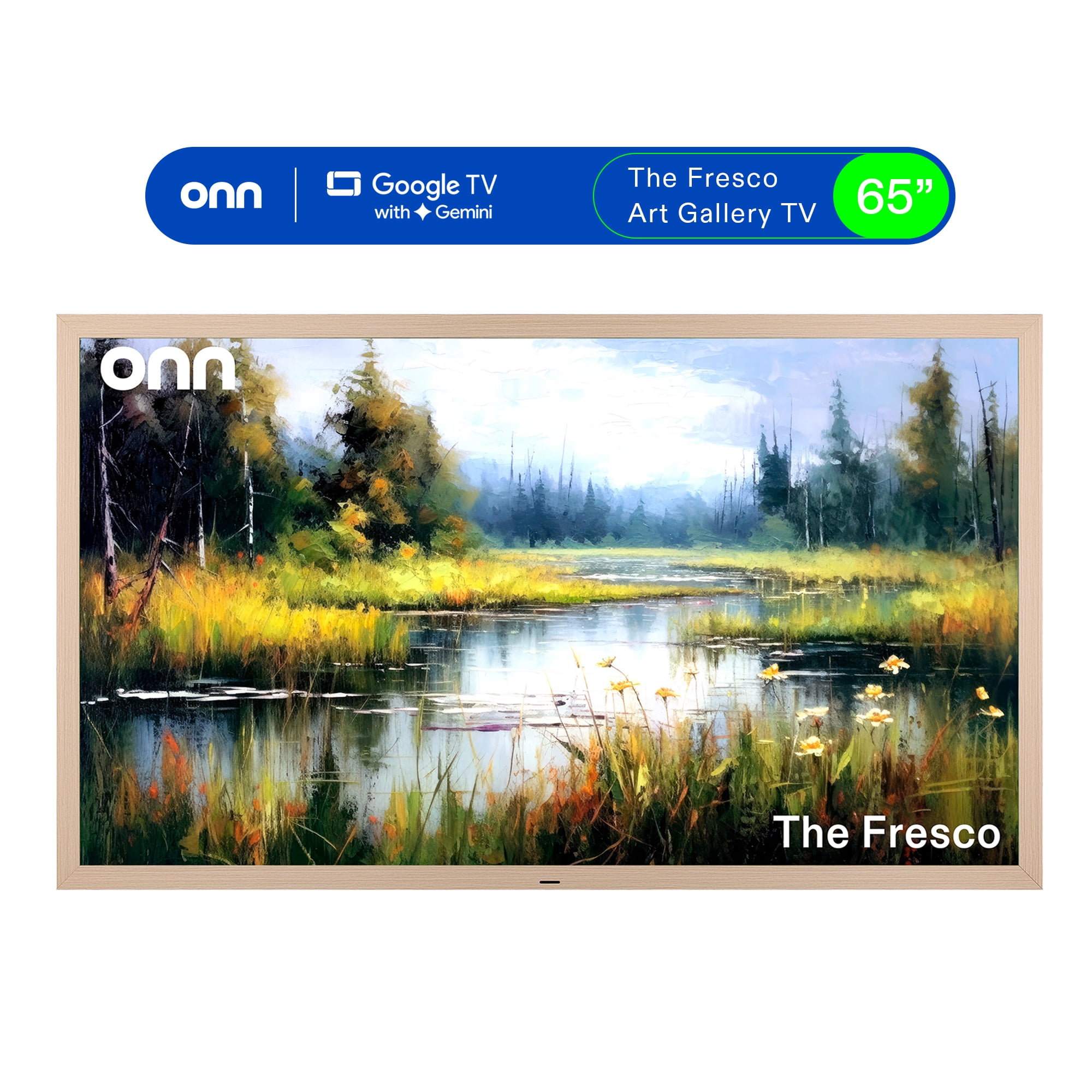 onn 65 in The Fresco Art Gallery 4K UHD Google TV with Gemini (Golden Brown, 65 in) oqgg7