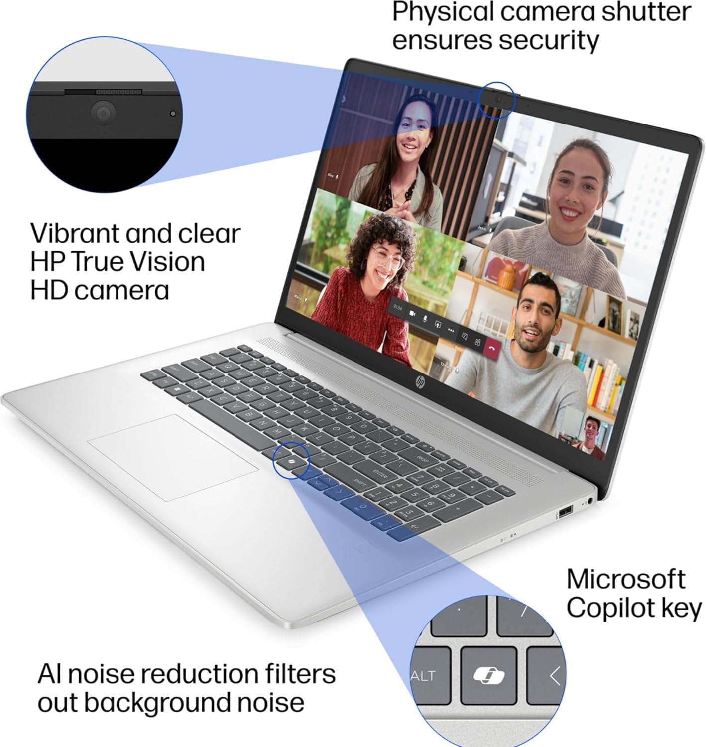 HP 17.3-inch Full HD Laptop, Intel Core i3-N305, 16GB RAM, 256GB SSD, Windows 11 Home, Silver (17.3 in) c0o77