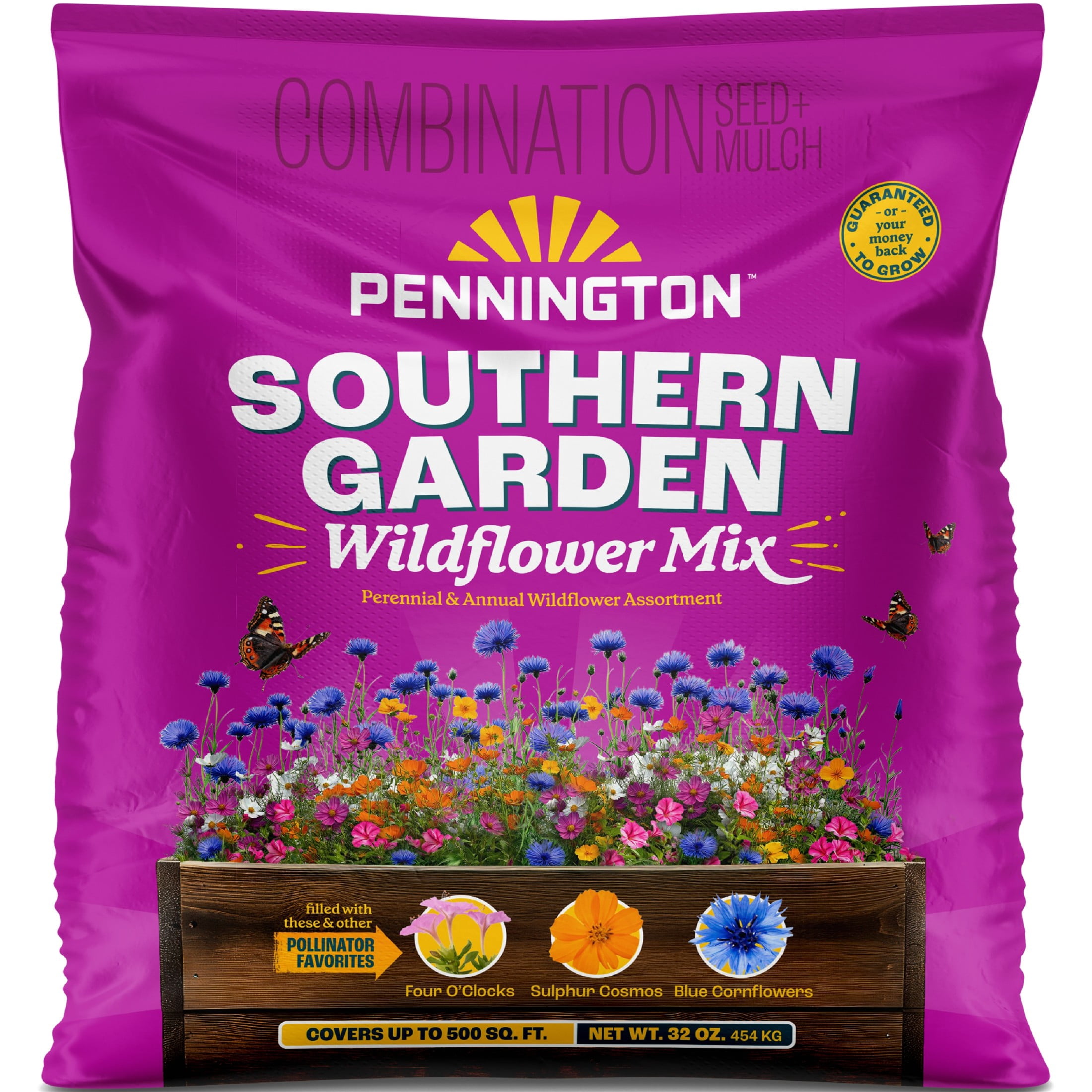 Pennington Wildflower Seed Mix, Southern Region Garden Blend, Pollinator-Friendly Annuals and Perennials (32 oz) uoowy