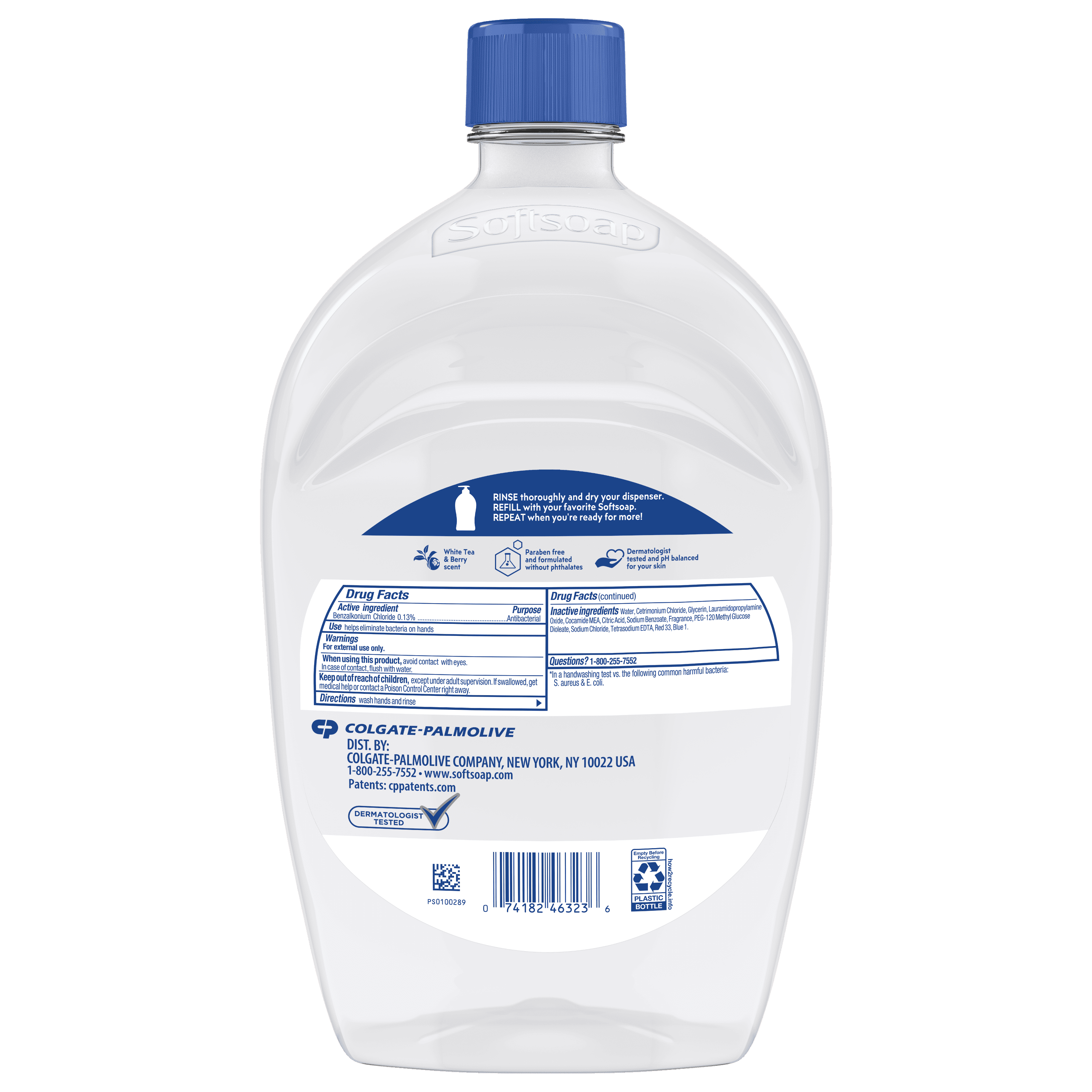Softsoap Antibacterial Liquid Hand Soap, Moisturizing Formula with White Tea and Berry Scent (White, 50 fl oz) 4e9n3