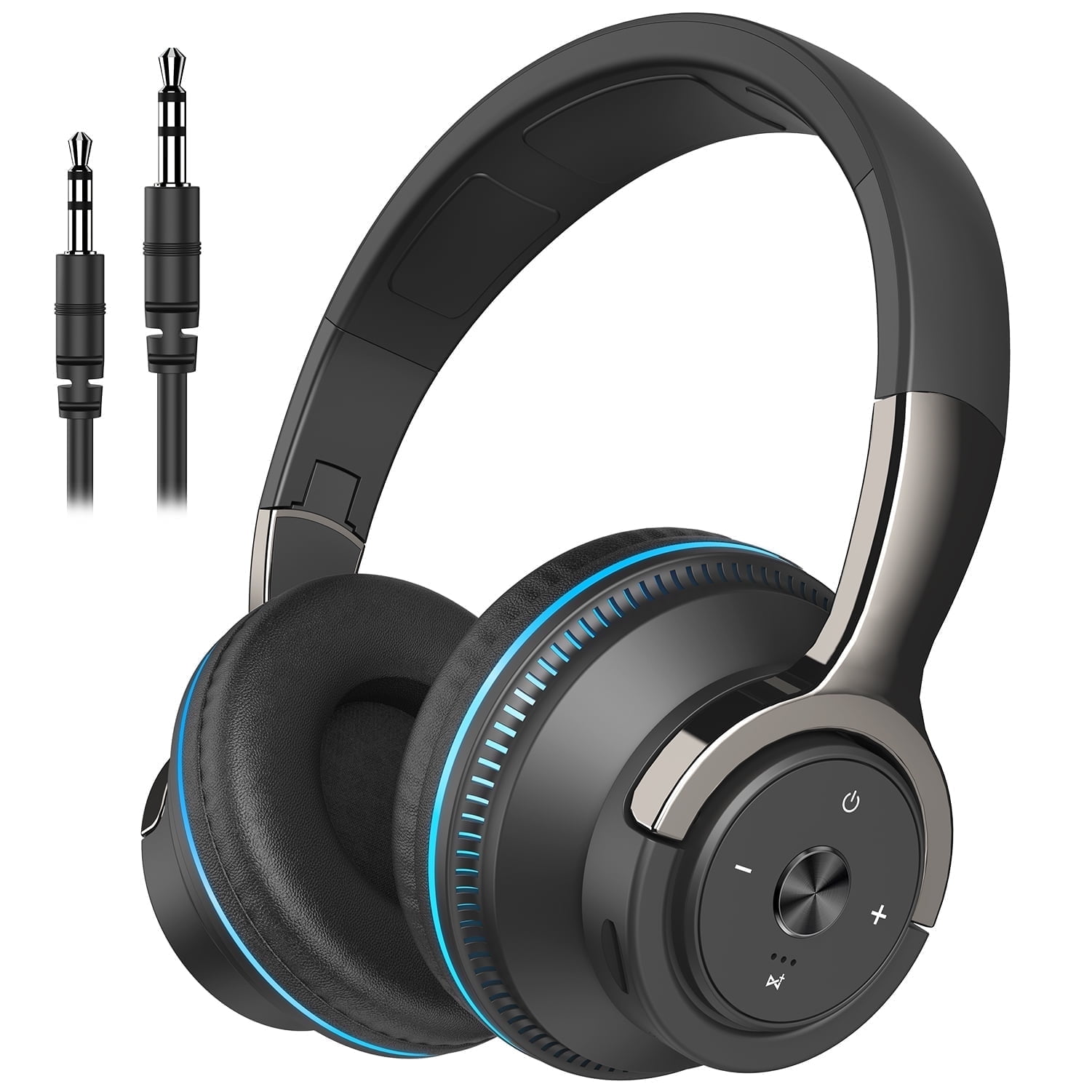 Cshidworld Wireless On-Ear Headphones, HiFi Stereo Bass Headset, Foldable Noise Isolating Design with Microphone and Volume Control (Black, 1 Pack) 9ga86