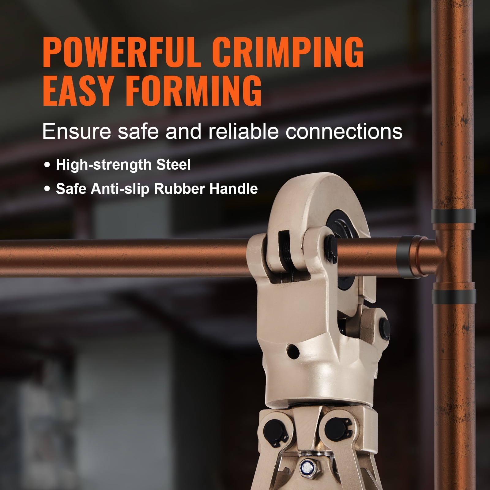 SKYSHALO Copper Pipe Press Tool Crimping Kit with 1/2 in, 3/4 in, 1 in Jaws, 360° Rotatable Head, and Extendable Handle (Black) 6cbho