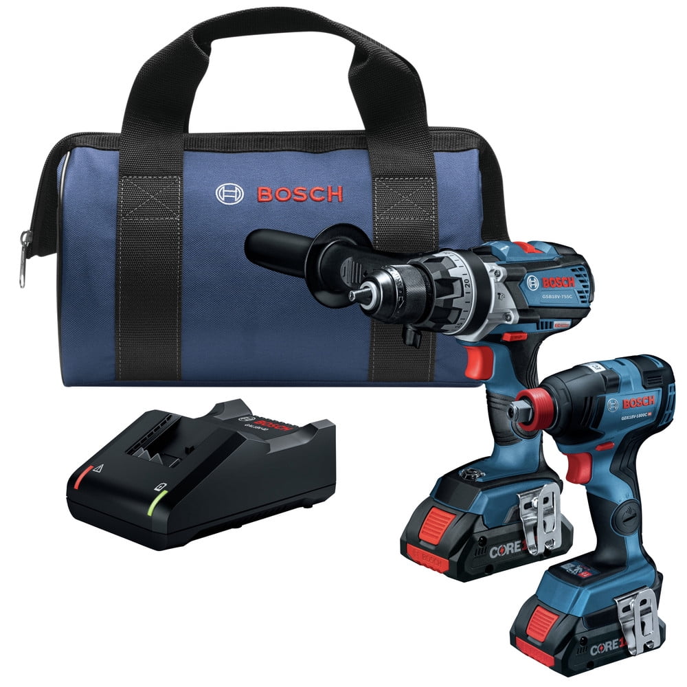 Bosch GXL18V-224B25-RT 18V Brushless Cordless Hammer Drill and 2-In-1 Impact Driver Combo Kit (Refurbished, 2 Batteries, 4 Ah) y1d6u