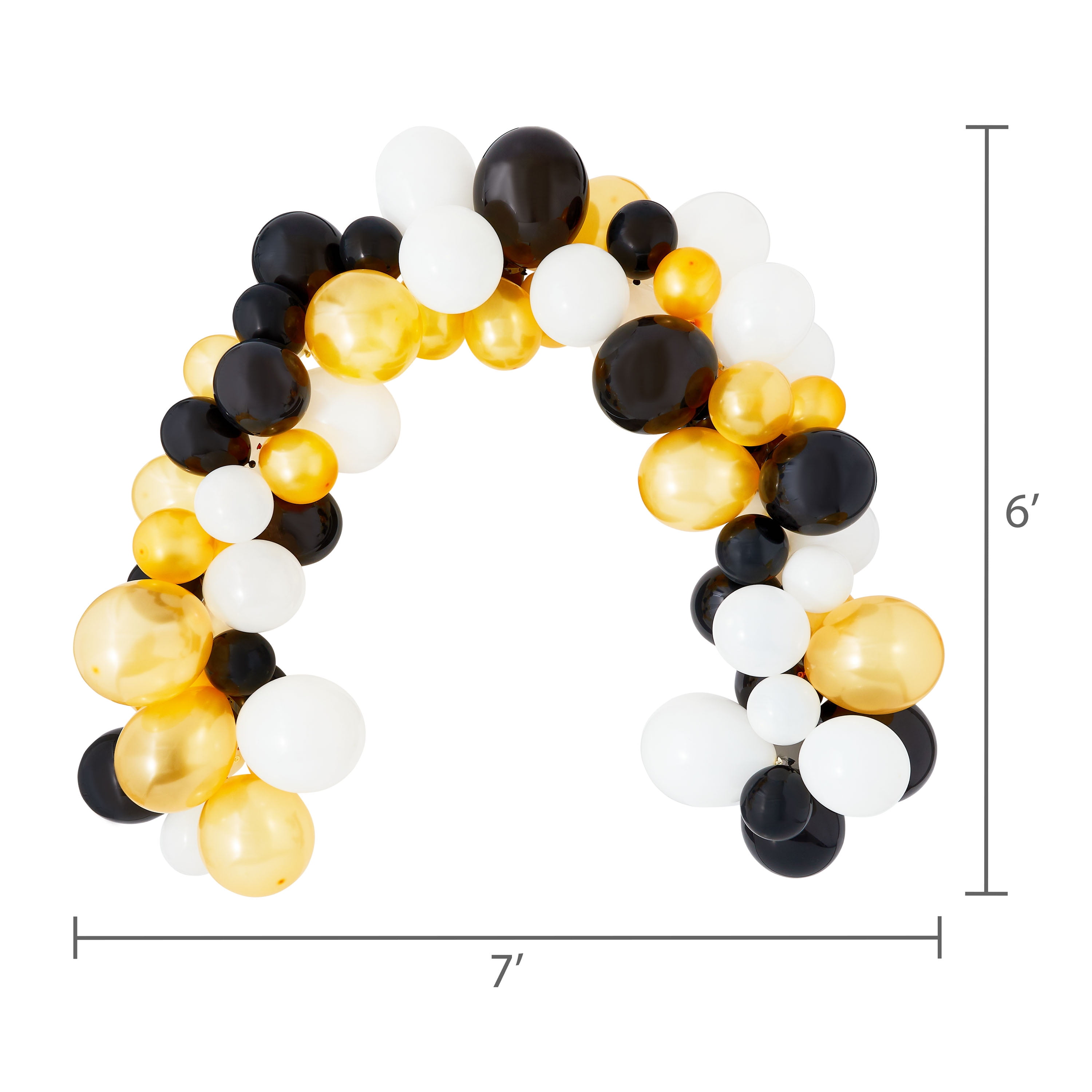 Way To Celebrate Balloon Garland Kit, Decorative Party Arch (Black/White/Gold, 76 Pieces) j6peg