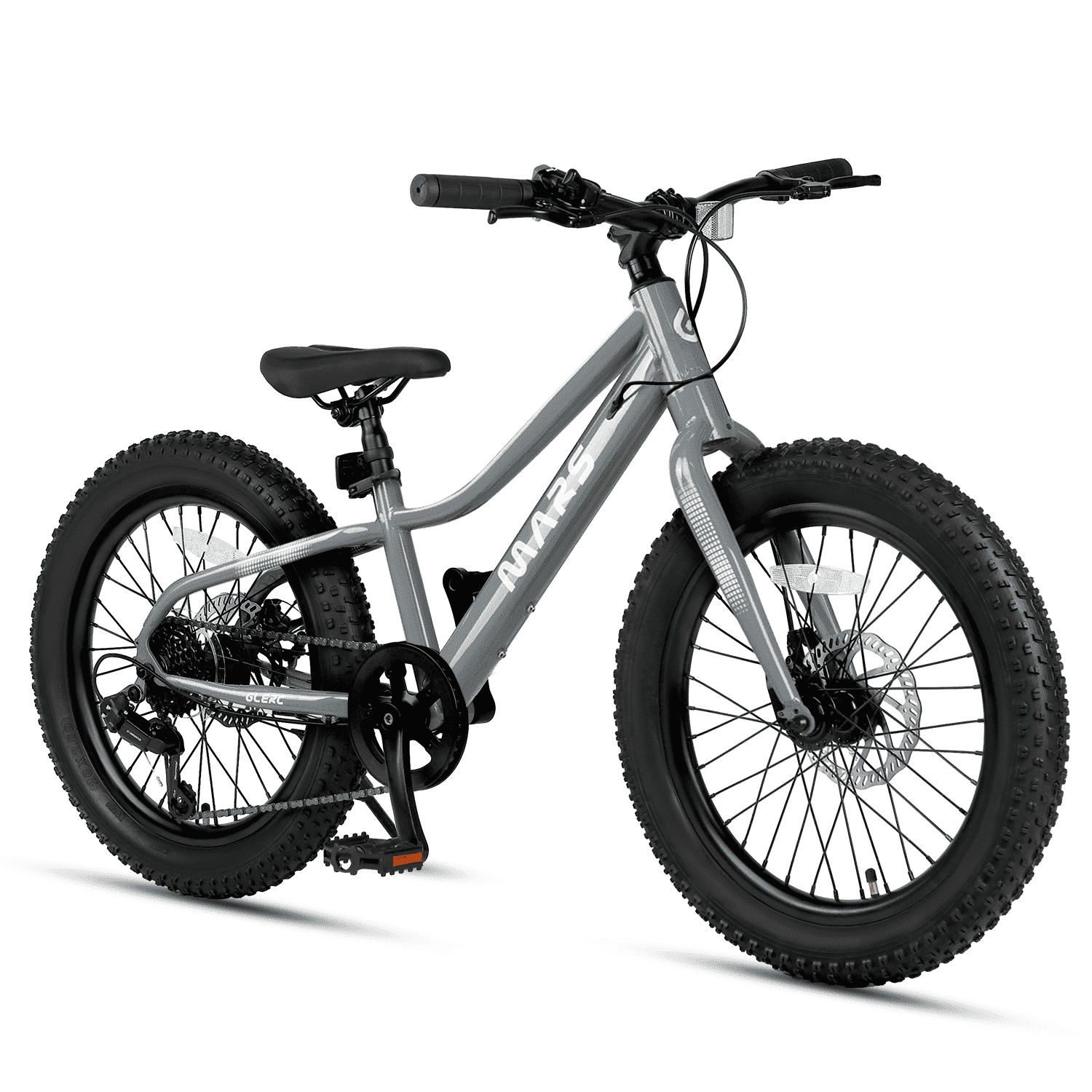 Glerc Mars Kids Mountain Bike, All-Terrain Fat Tire Bicycle with 6-Speed Drivetrain (Gray, 24 in) 6jbyy