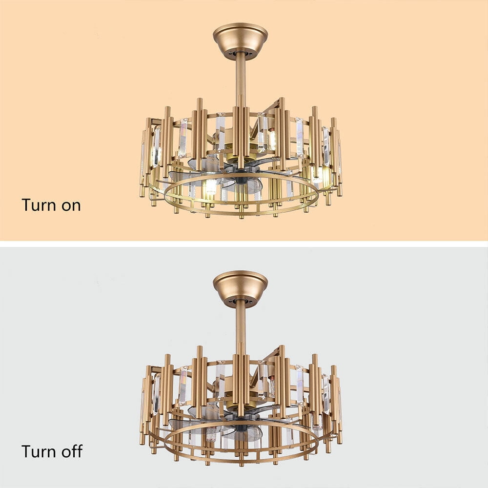 YI YIBYUS 20 in Ceiling Fan with Light, Indoor/Outdoor Flush Mount Fan, Remote Control (Gold, 20 in) 4y2nh
