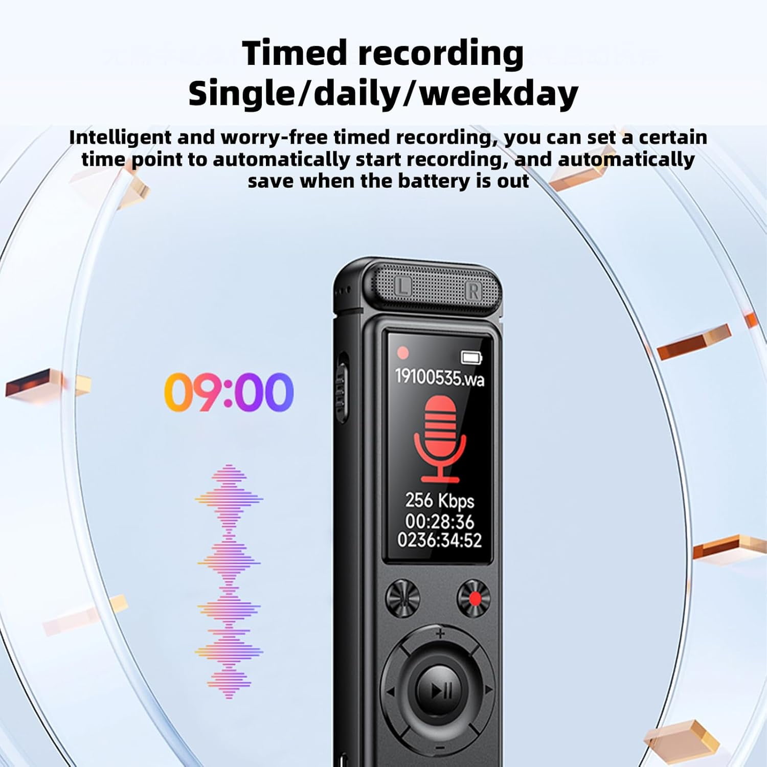 Samovi Digital Voice Recorder, 32GB Voice Activated Audio Recording Device with MP3 Player and Noise Reduction (Black, 32GB) t3mtj