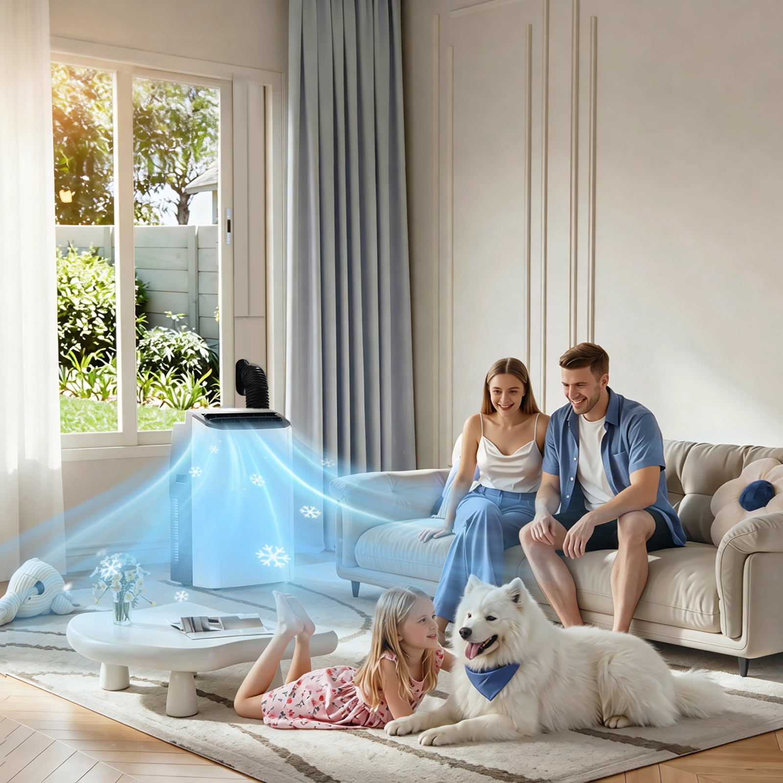 Patbrela 14000 BTU Portable Air Conditioner with Remote Control, 3-in-1 Cooling Dehumidifier and Fan for Rooms up to 800 sq ft nxgma