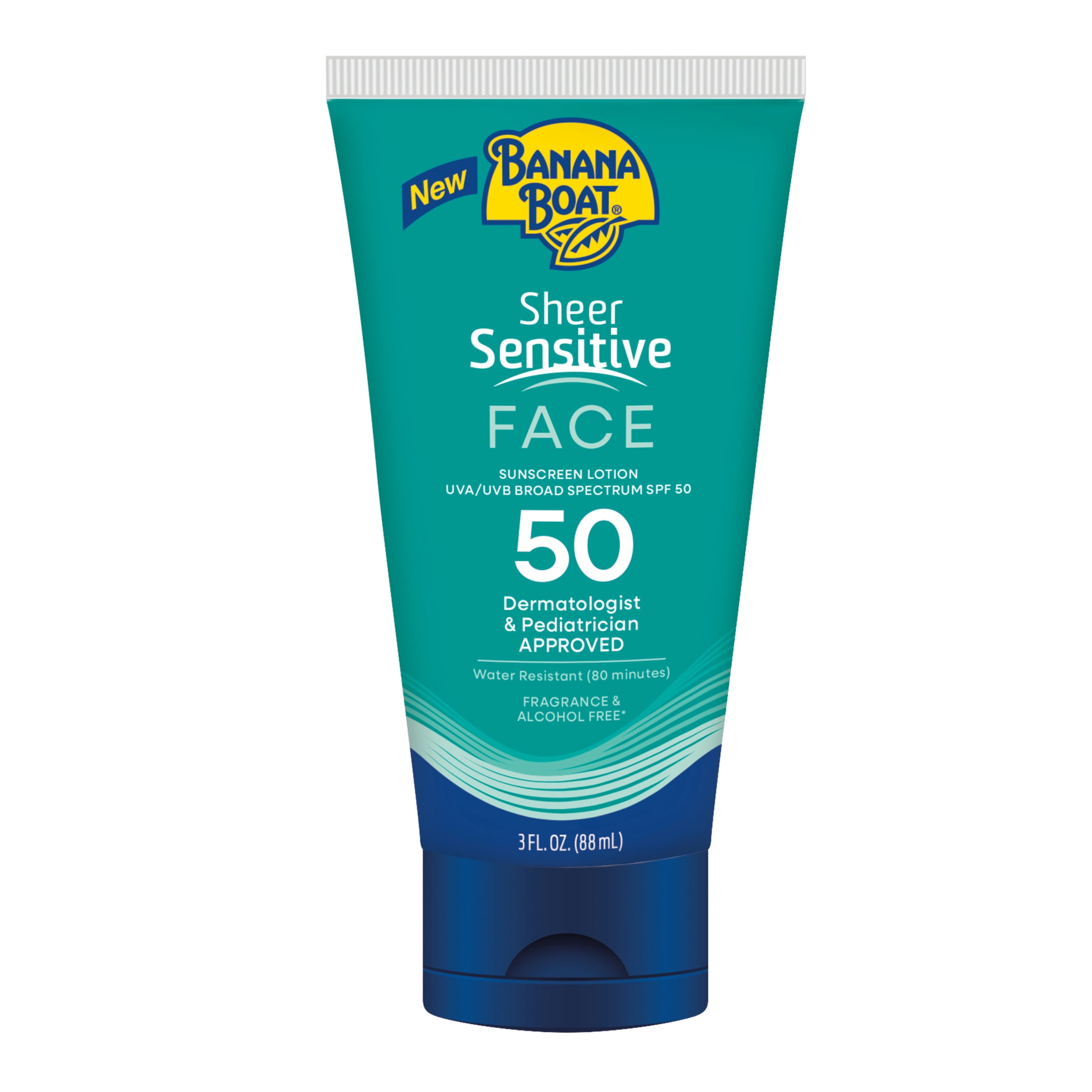 Banana Boat Sheer Sensitive Face Sunscreen Lotion, SPF 50 Broad Spectrum Protection (White, 3 fl oz) oejv9