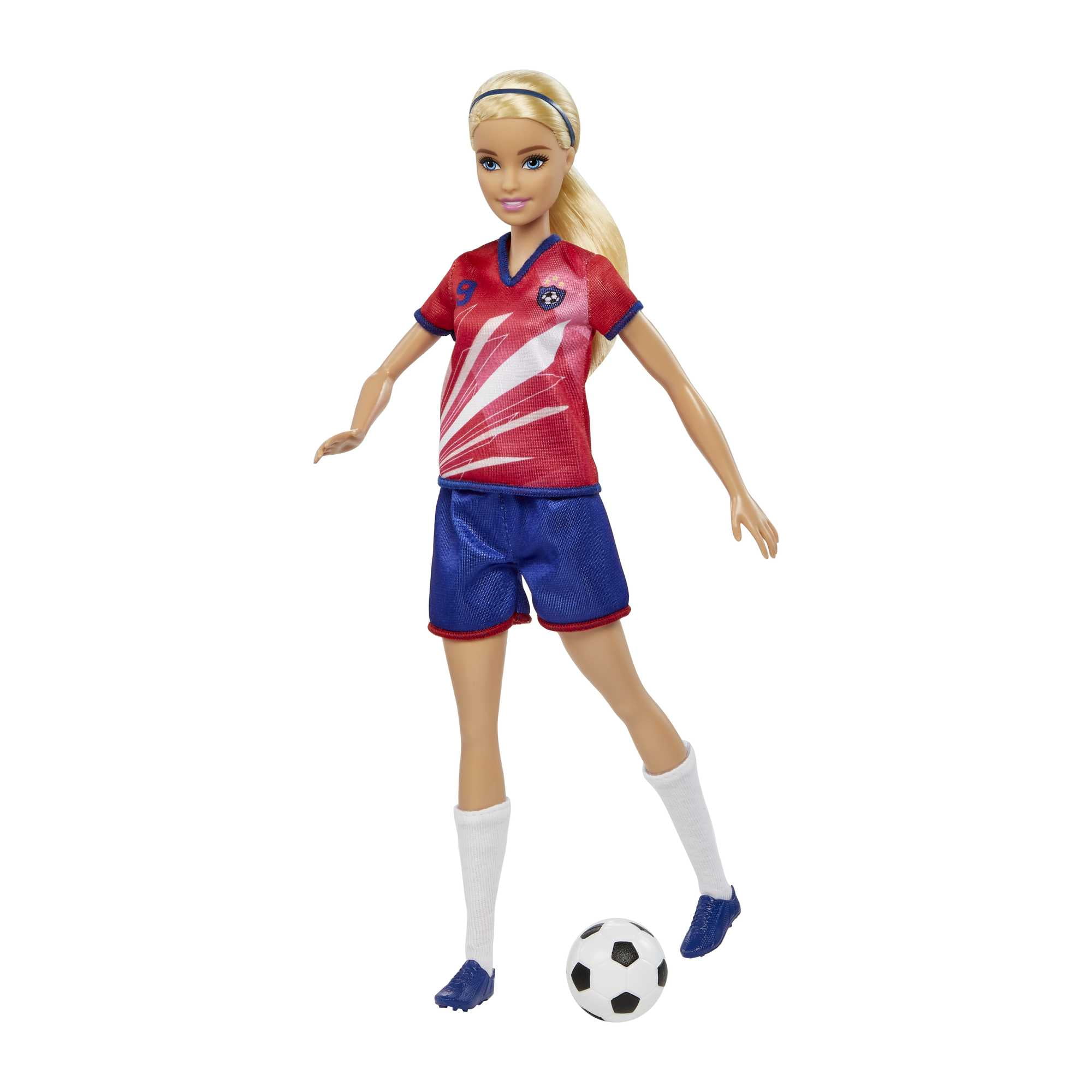 Barbie Soccer Player Doll with Blonde Ponytail, #9 Uniform, and Sports Accessories (11.5 in) s4c8k