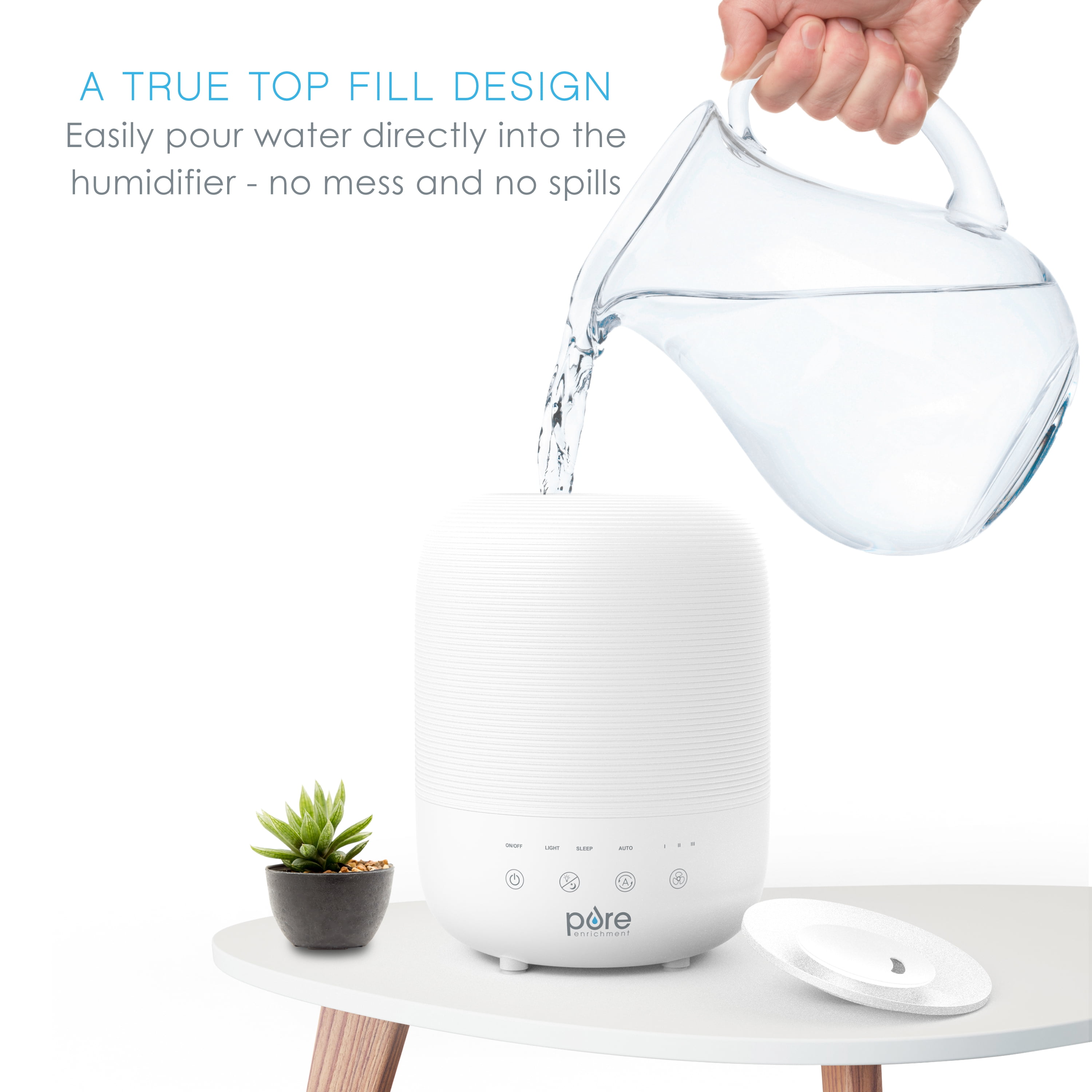 Pure Enrichment HUME Sense Top Fill Humidifier with Aromatherapy Tray and Night Light (White, 101.4 fl oz) buo9w