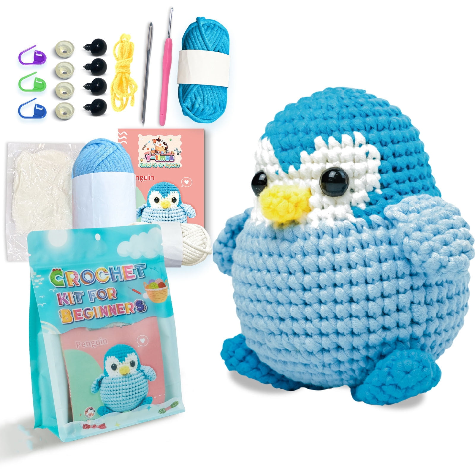 Tpzfurit Penguin Crochet Kit for Beginners, DIY Craft Activity Set with Yarn, Hook, and Instructions (1 Set) m2hhh