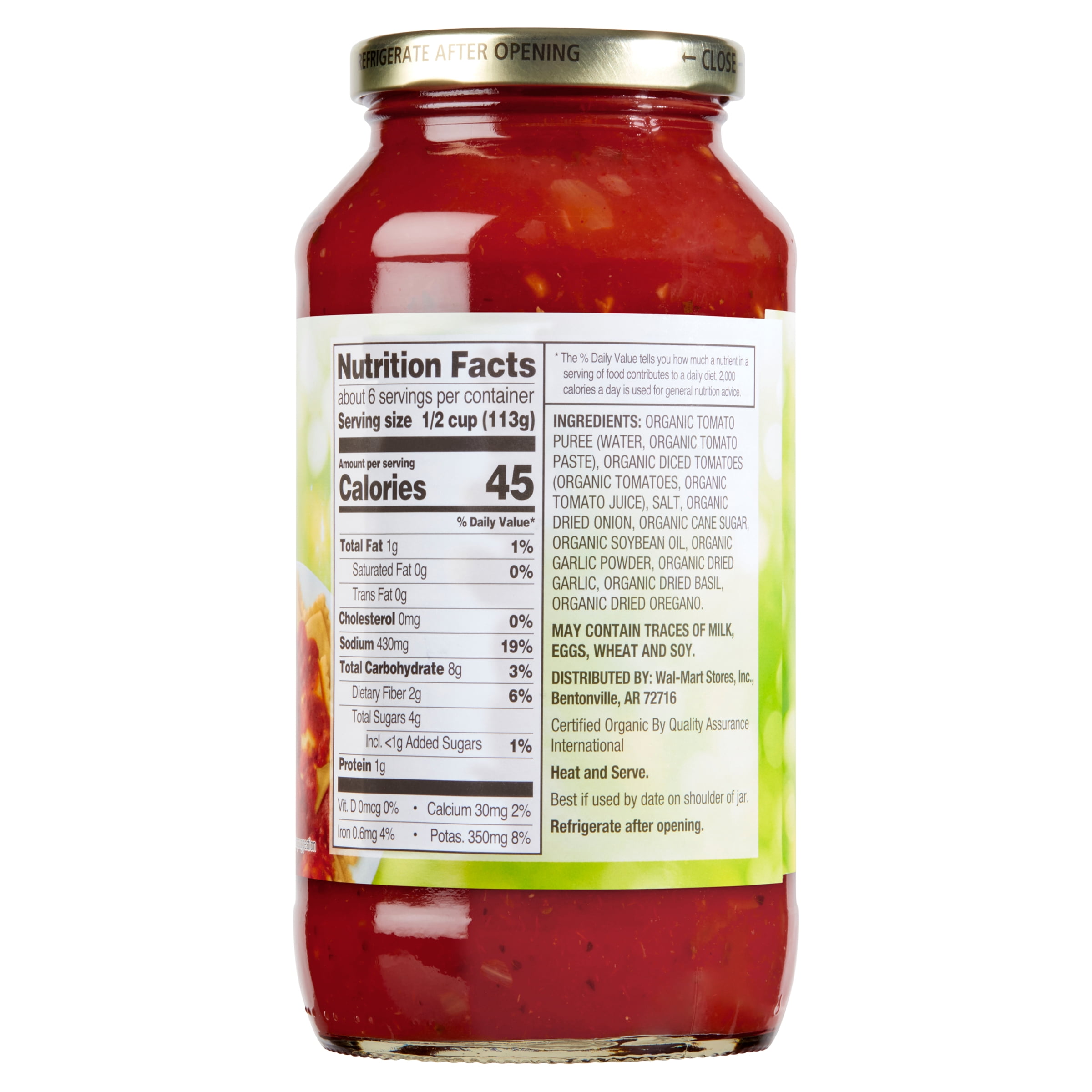 Great Value Organic Marinara Pasta Sauce, Rich Tomato and Herb Blend (24 oz) oqz6v