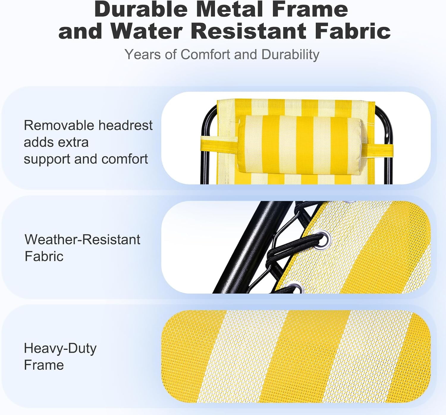 Nazhura Zero Gravity Reclining Patio Chairs with Cup Holder and Pillow (Yellow Stripe, Set of 2) 0gmtf