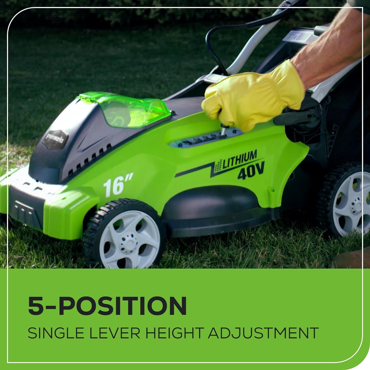 Greenworks 40V 16-inch Cordless Push Lawn Mower with 4.0 Ah Battery and Charger (Green, 16 in) 99ryg