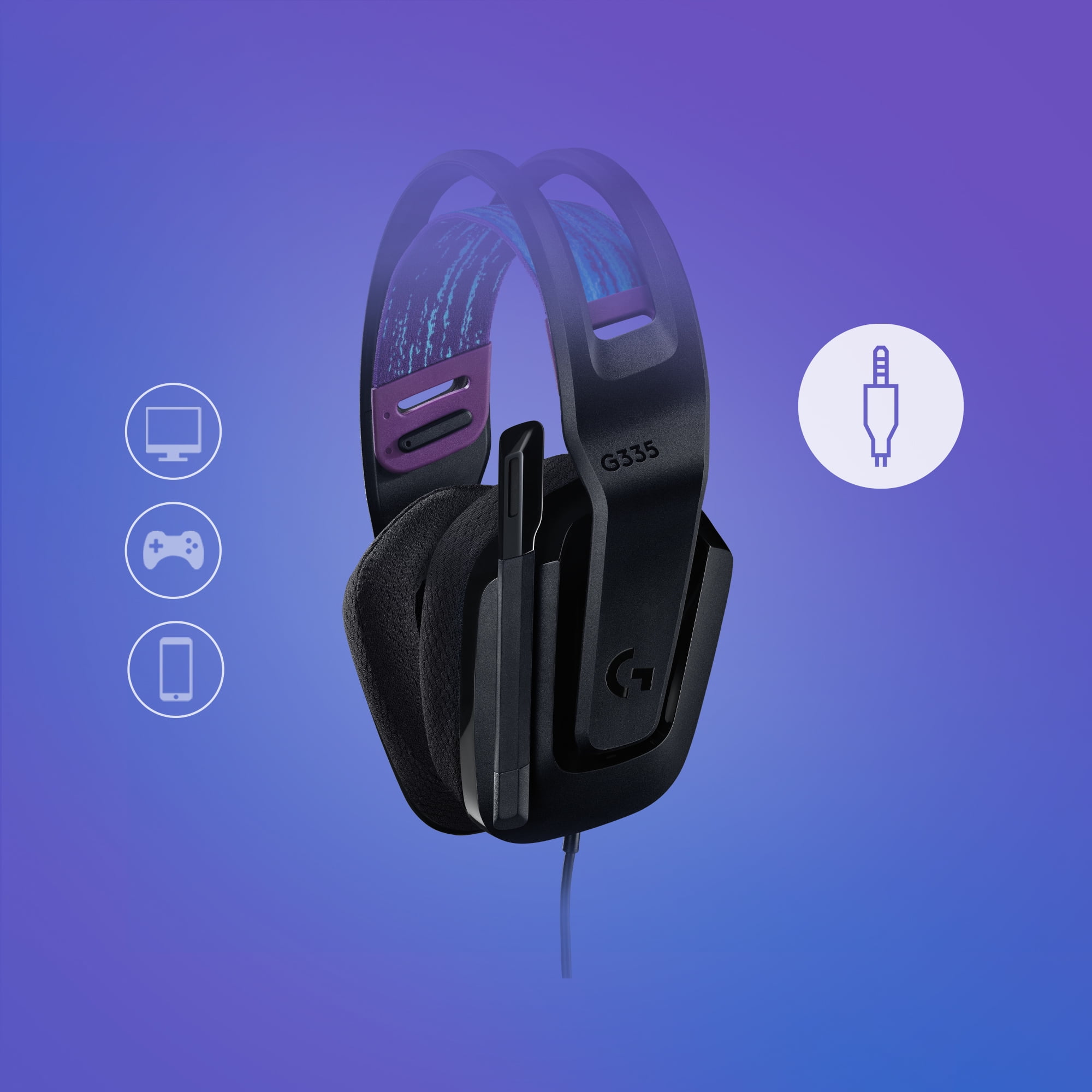 Logitech G335 Wired Gaming Headset with Microphone and Adjustable Suspension Headband (Black, 8.5 oz) 1o9f6