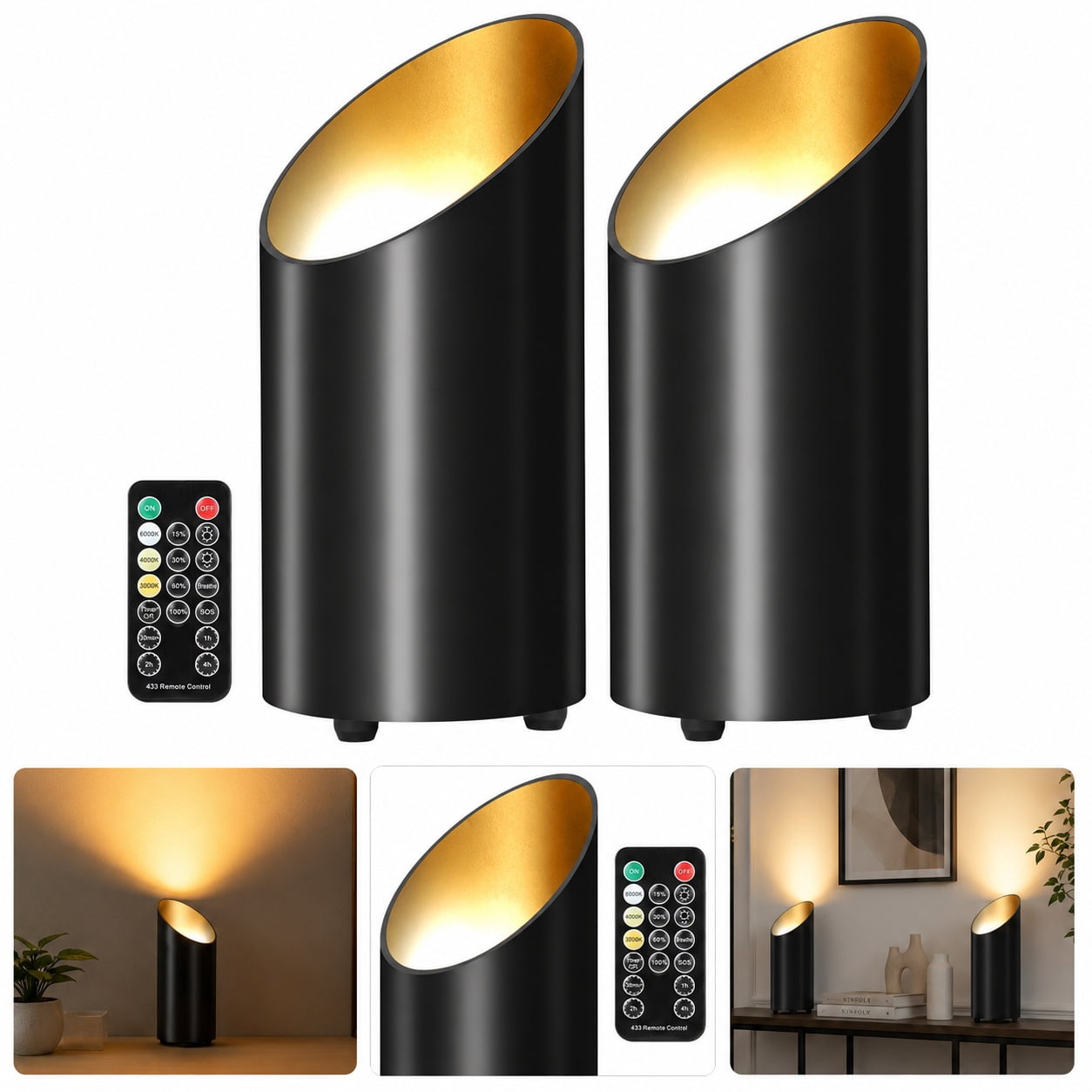 Huzeijin Wireless LED Uplight with Remote and Timer (Dimmable, 3 Color Temperatures, 1 Pack) 2yfty