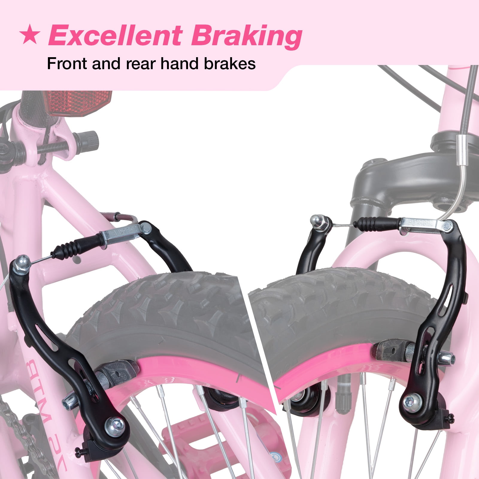 Hykolity Kids Mountain Bike, 24 in 7-Speed Girls Bicycle with Front Suspension (Pink, 24 in) 87vnz