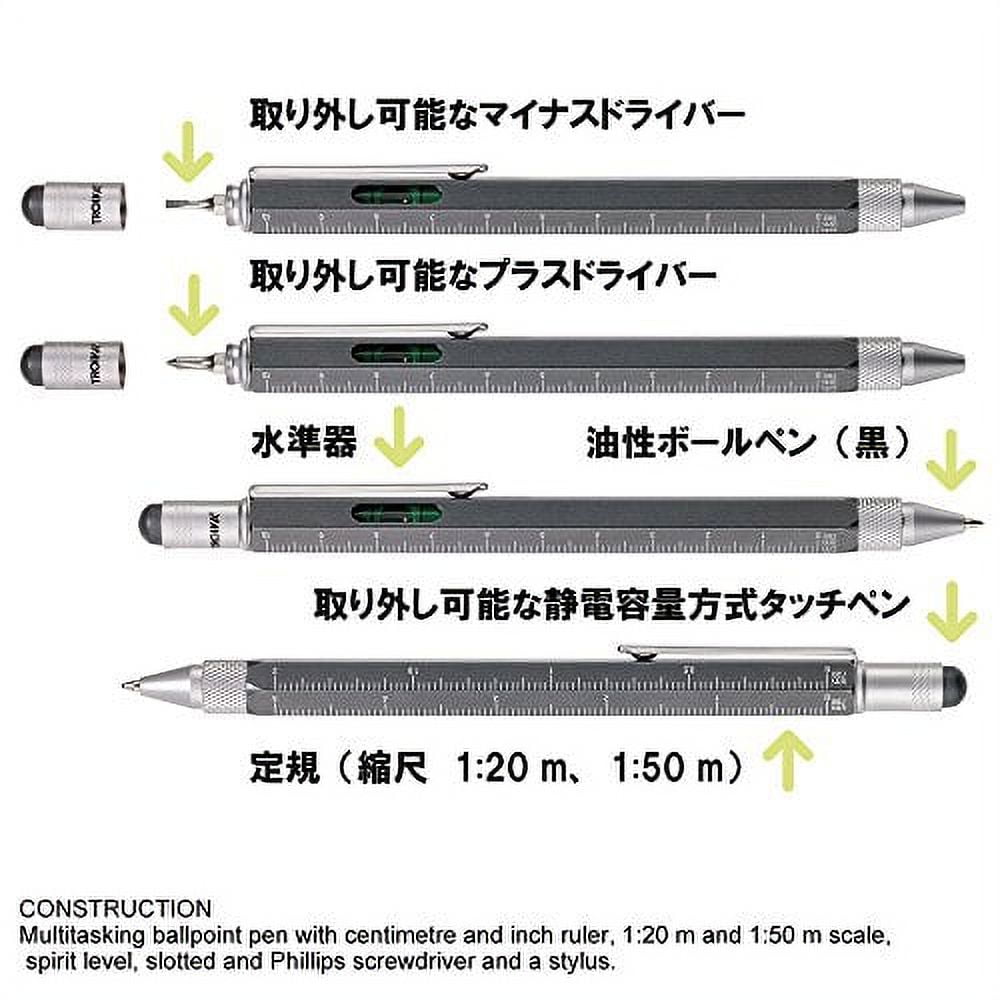 Troika Construction Multi-function Ballpoint Pen with Stylus and Ruler (Titanium Grey, 1 Count) 47jb1