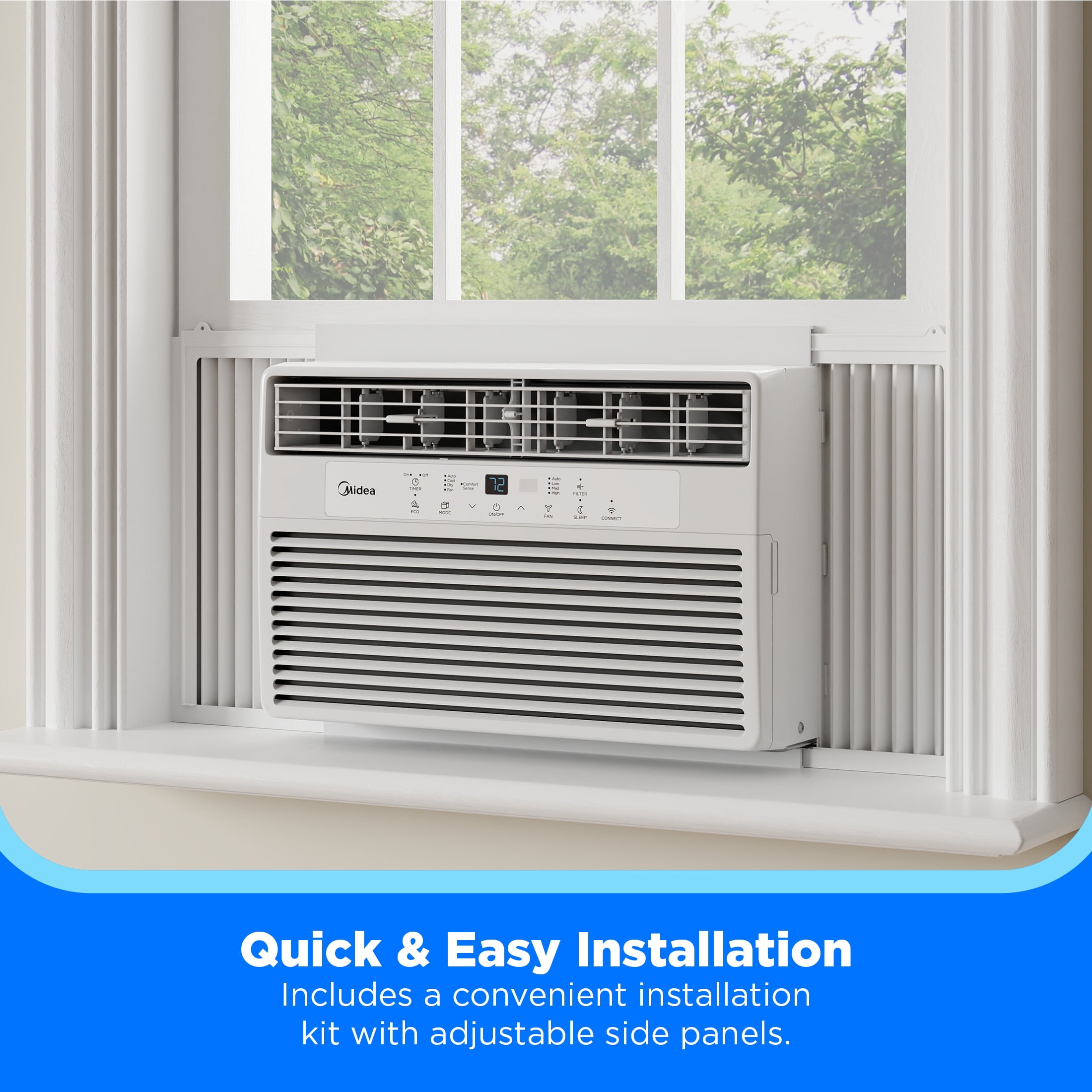Midea 8,000 BTU Smart Window Air Conditioner with Comfort Sense Remote (White, 350 Sq. ft.) 9zpng